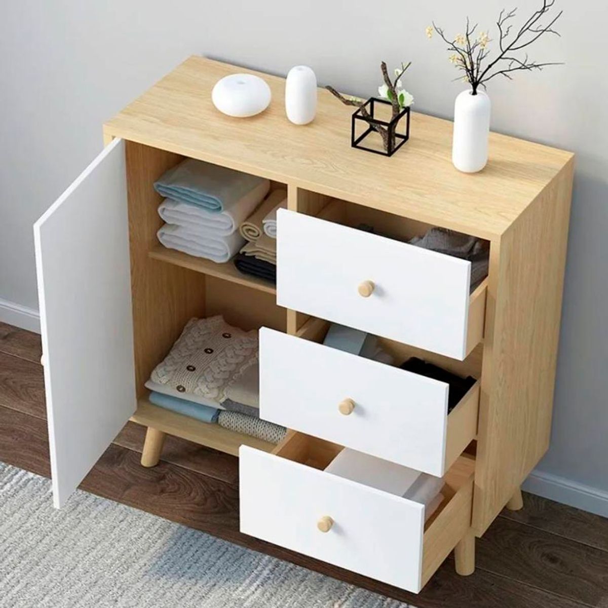 TU MESITA - Cómoda Vintage Swan 3 cajones 80 cm