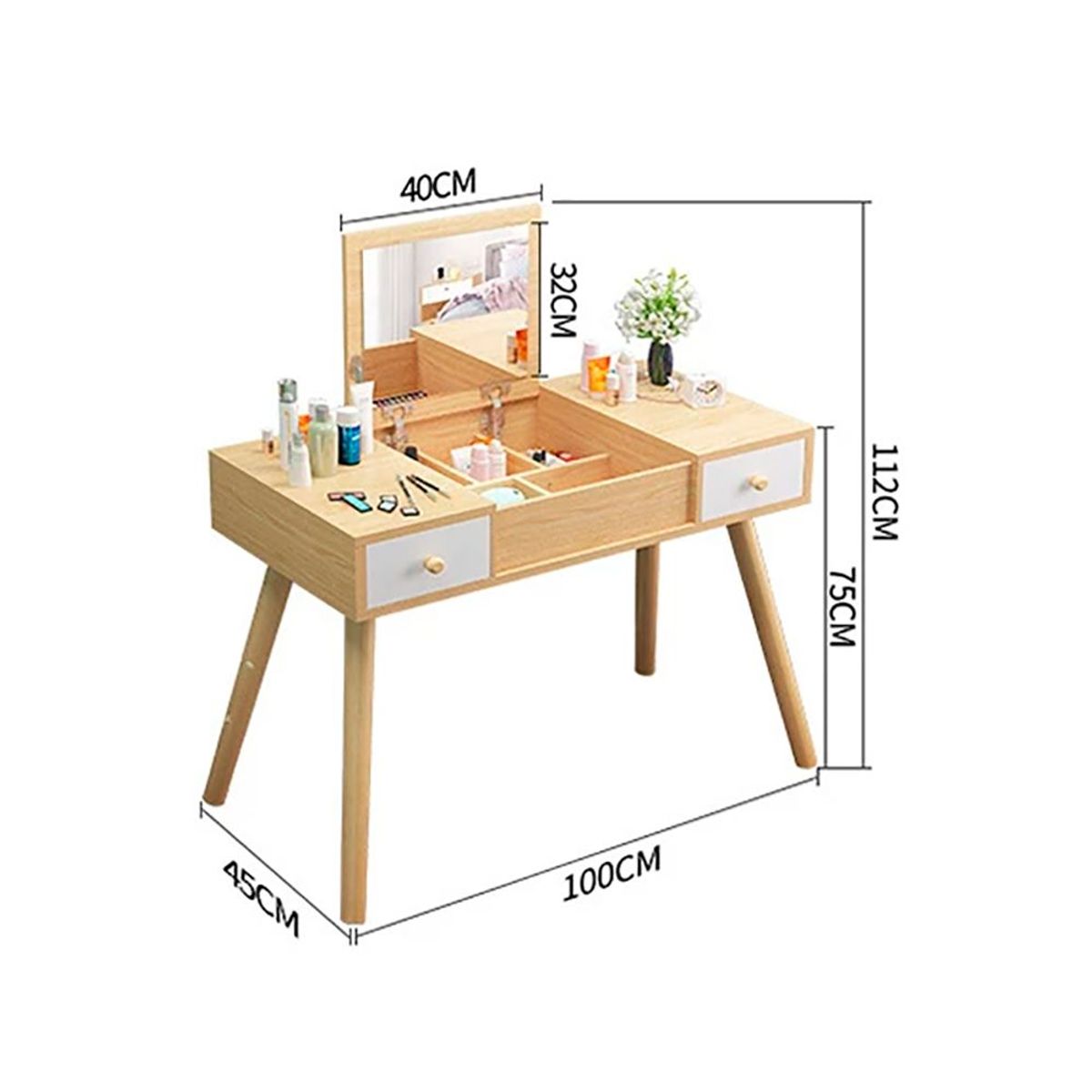 TU MESITA - Tocador Vintage Cosmetic Duna/Blanco 100 cm