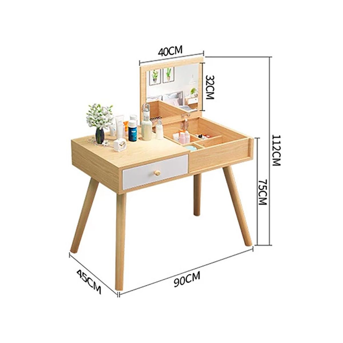 TU MESITA - Tocador Vintage Kate Duna/Blanco 90cm