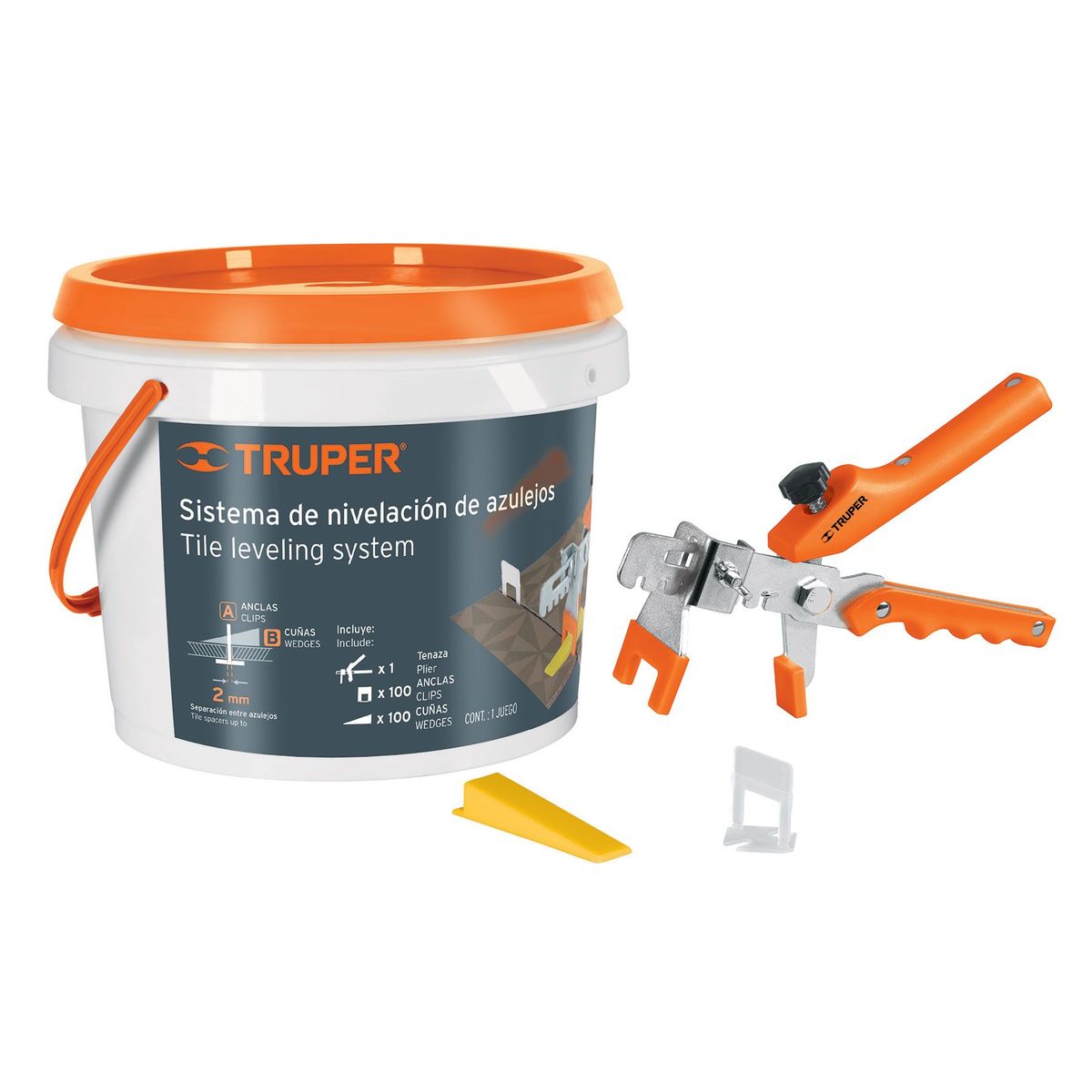 TRUPER - cuñas 100 unidades + anclas 100 + pinza para nivelacion de mayolica Truper