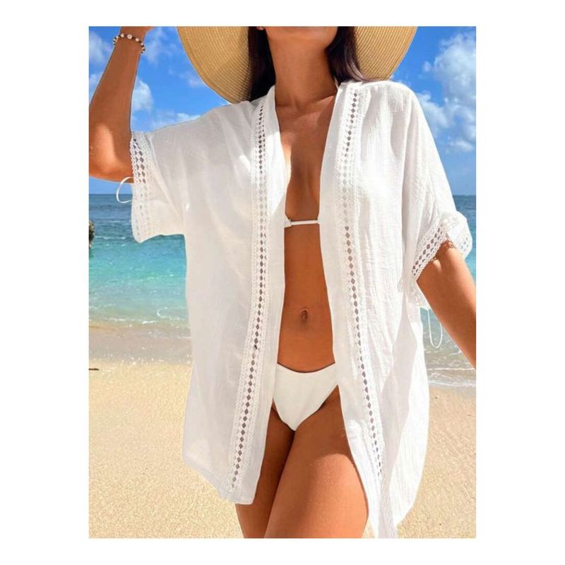 KAST PE - Camila - Salida Kimono Mujer Playa - Talla ML - Blanco