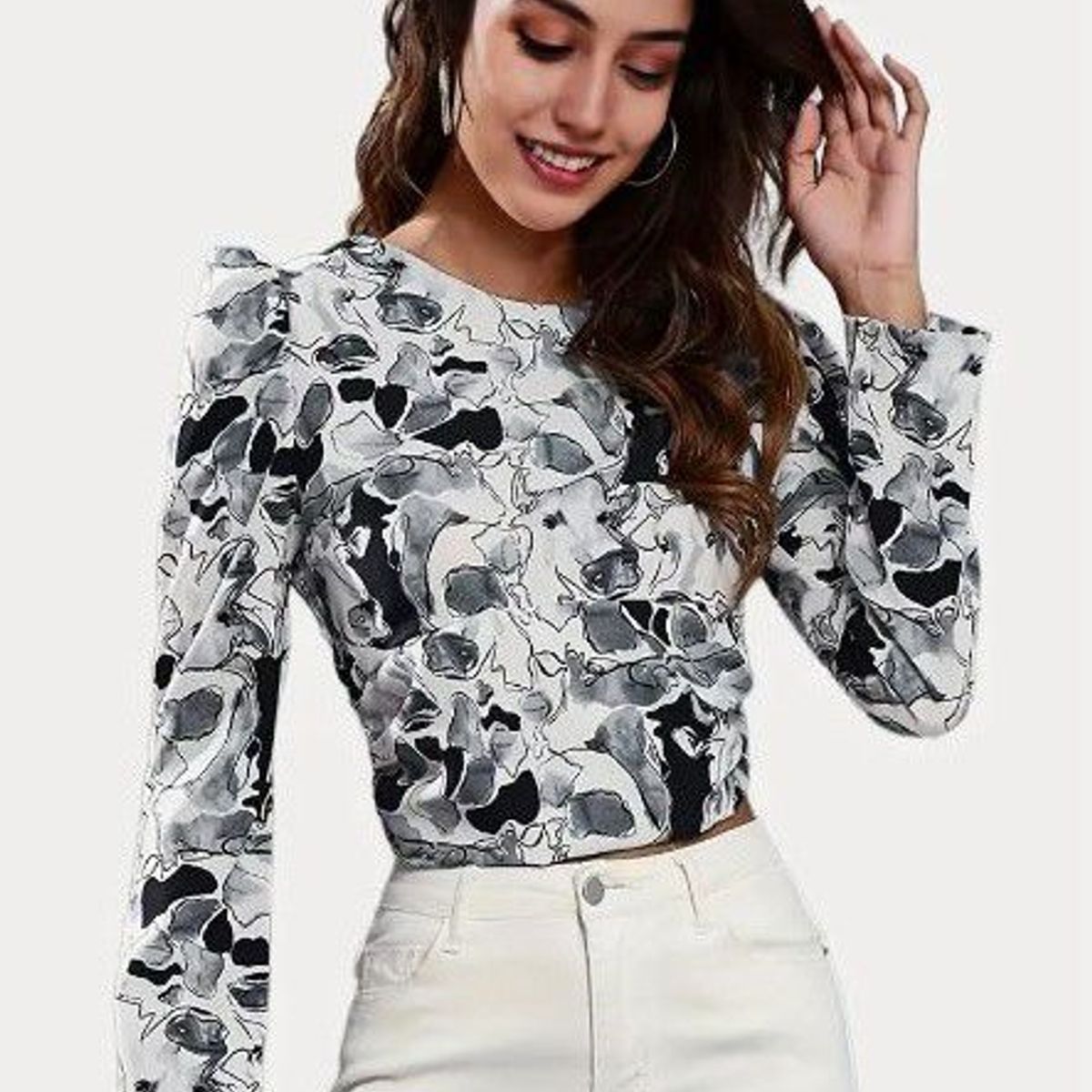 GENERICO - Blusa Cecilia - Blusa de Manga Larga con Estampado