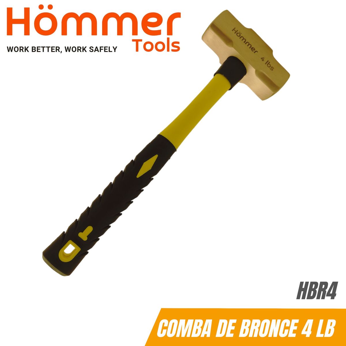 HOMMER - Comba de Bronce de 4 Lb, 14", c/mango Fibra de Vidrio
