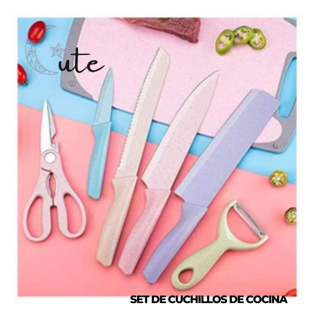 GENERICO - SET DE CUCHILLOS DE COCINA 6 PIEZAS