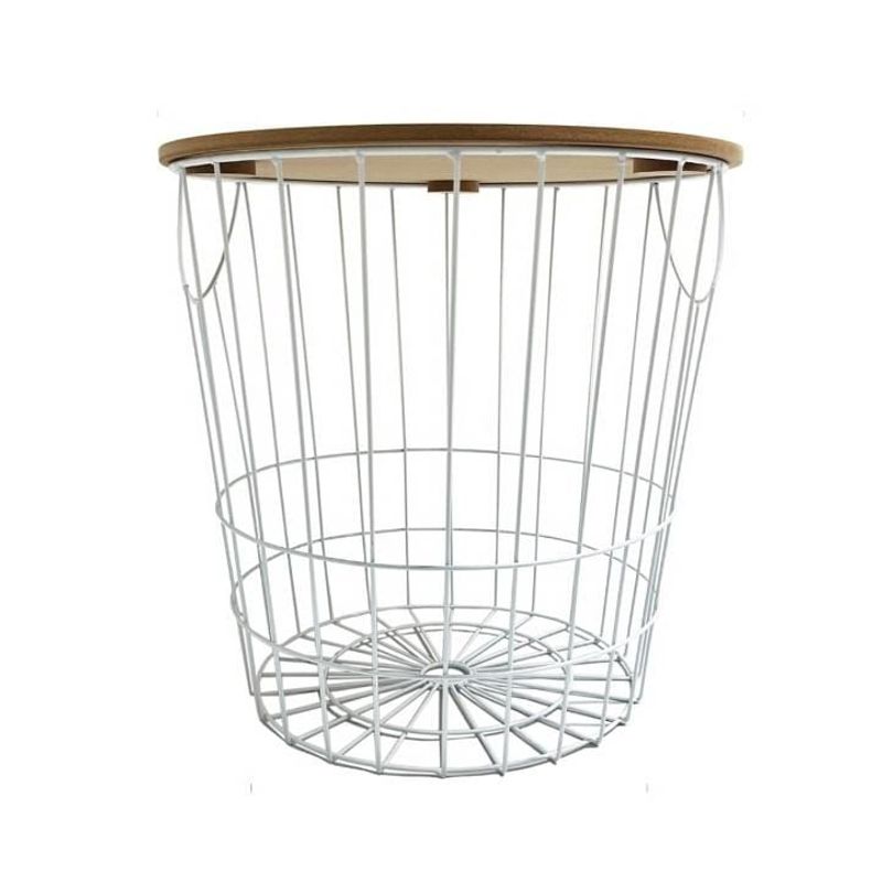 GENERICO - Mesa auxiliar ahorra espacio de metal blanco y madera estilo japandi