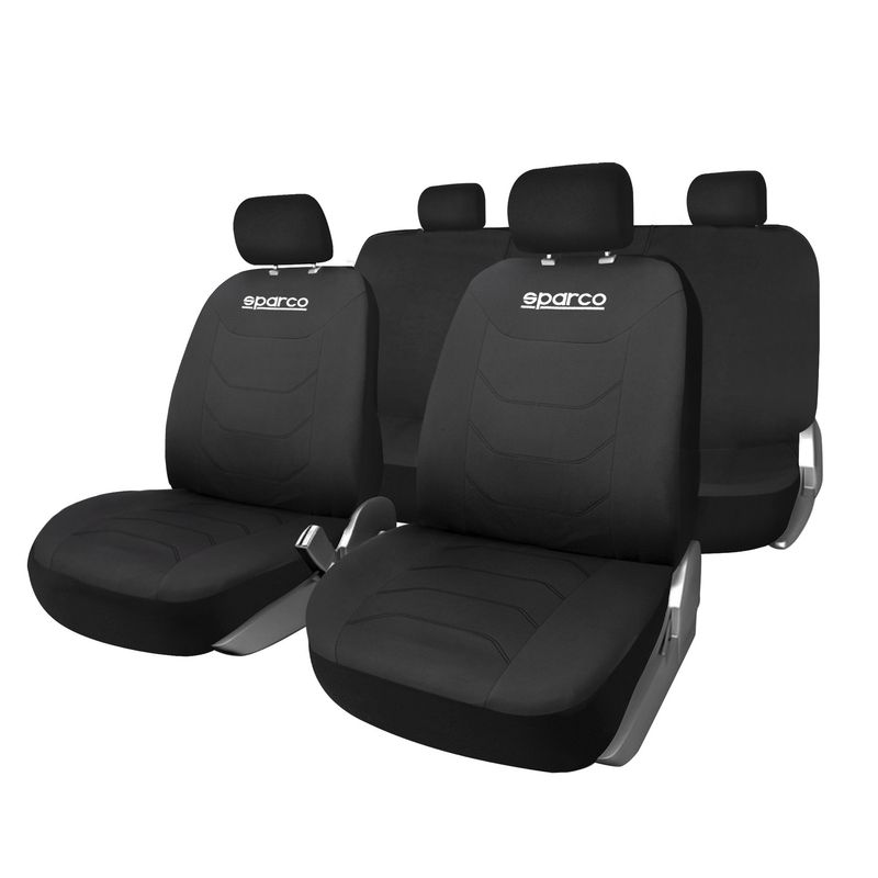 SPARCO - Fundas Cubre Asientos SPARCO 5 Cabezales Negro SPS441BK