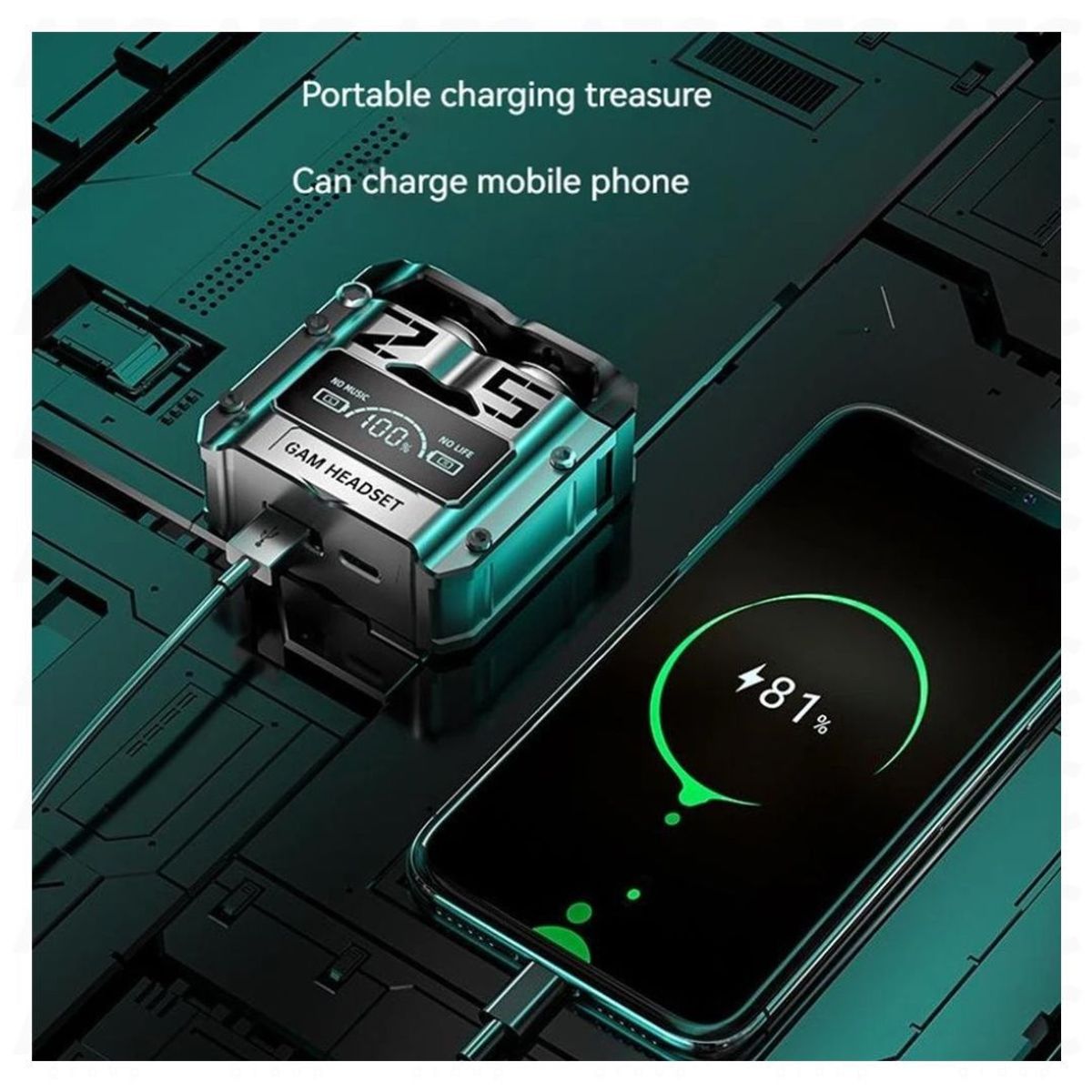 GENERICO - Audífonos Bluetooth Inalámbrico Gamer M25 con PowerBank