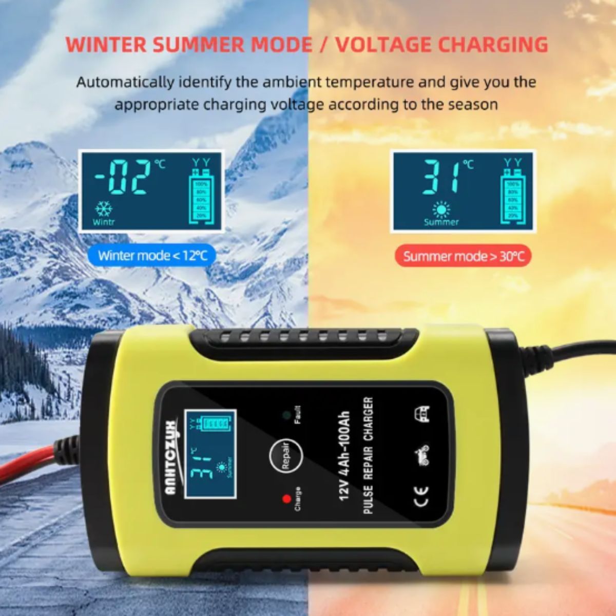 GENERICO - Cargador Inteligente De Batería Auto Baterías Moto 12 V