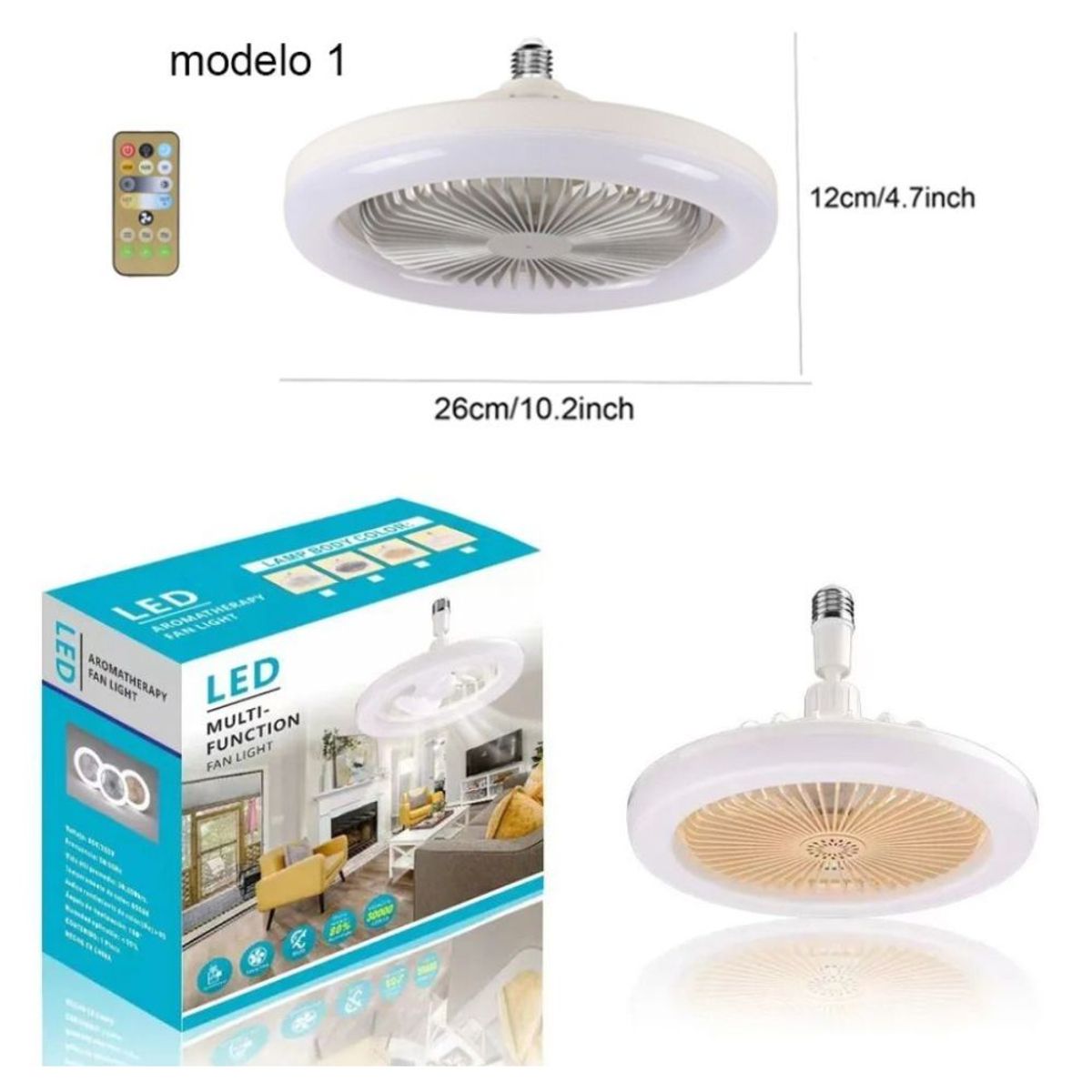 GENERICO - Foco ventilador de techo 2 en 1 ahorrador con control y fragancia 30w