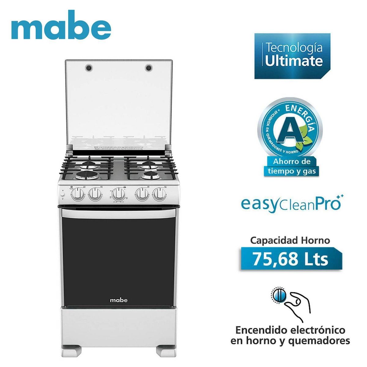 MABE - Cocina a Gas  Mabe 4H LUZ / ENCENDIDO CME6050CSYX0 - Gris
