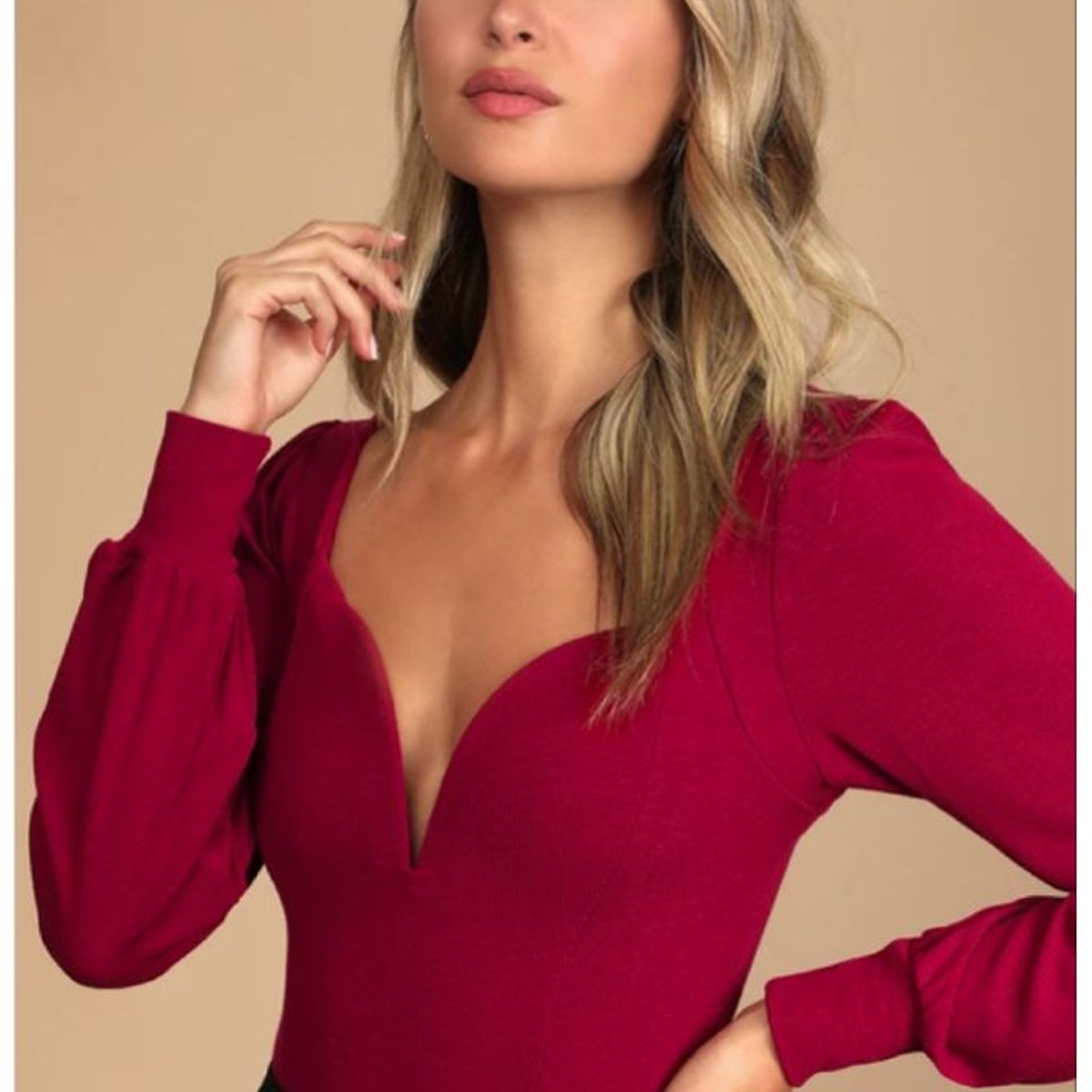 GENERICO - Body Flirting for Fun de manga larga de canalé - LULUS