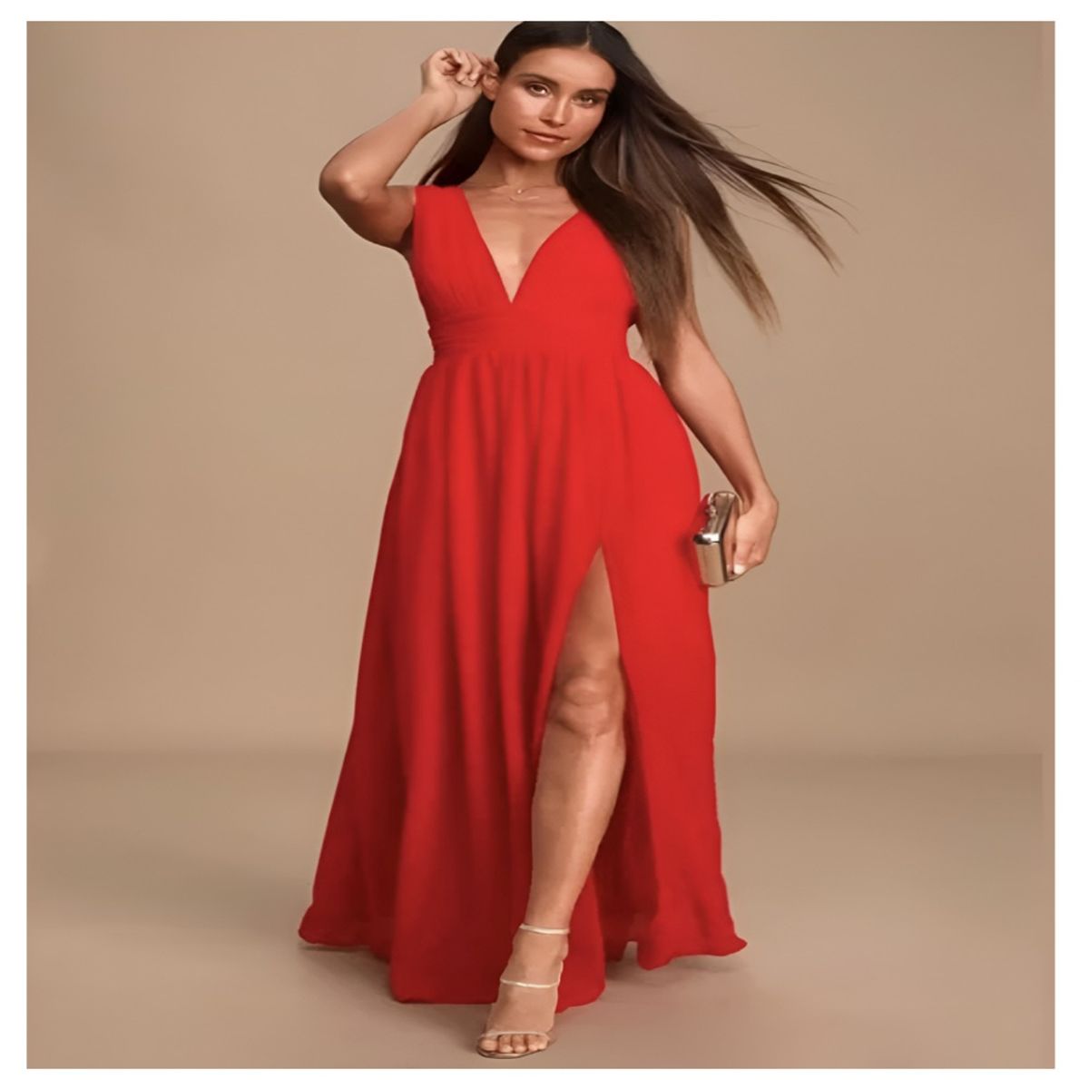 GENERICO - Vestido largo rojo Heavenly Hues - LULUS