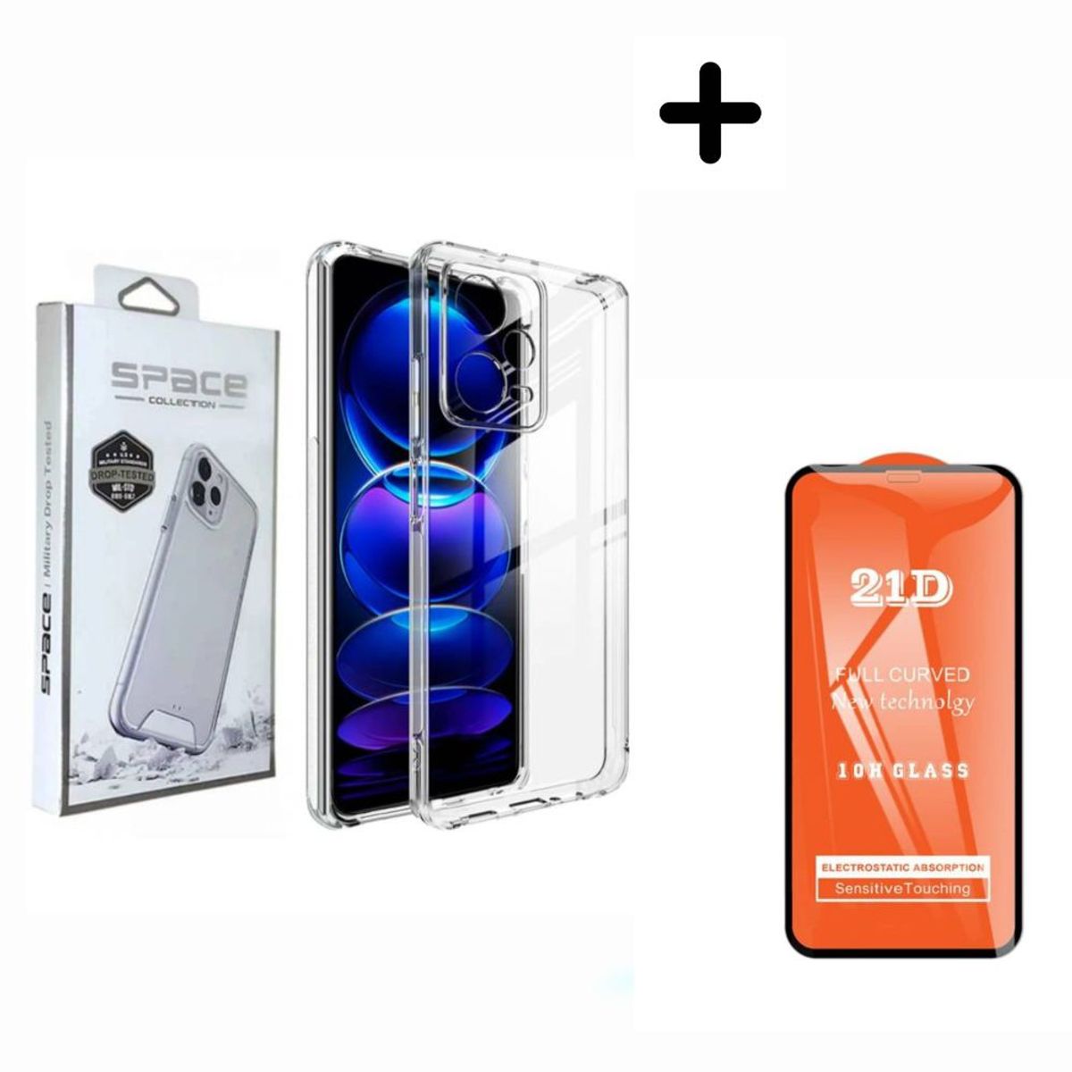 SPACE - Case Space Transparente Para Xiaomi Redmi MI 13T  Mica de Vidrio