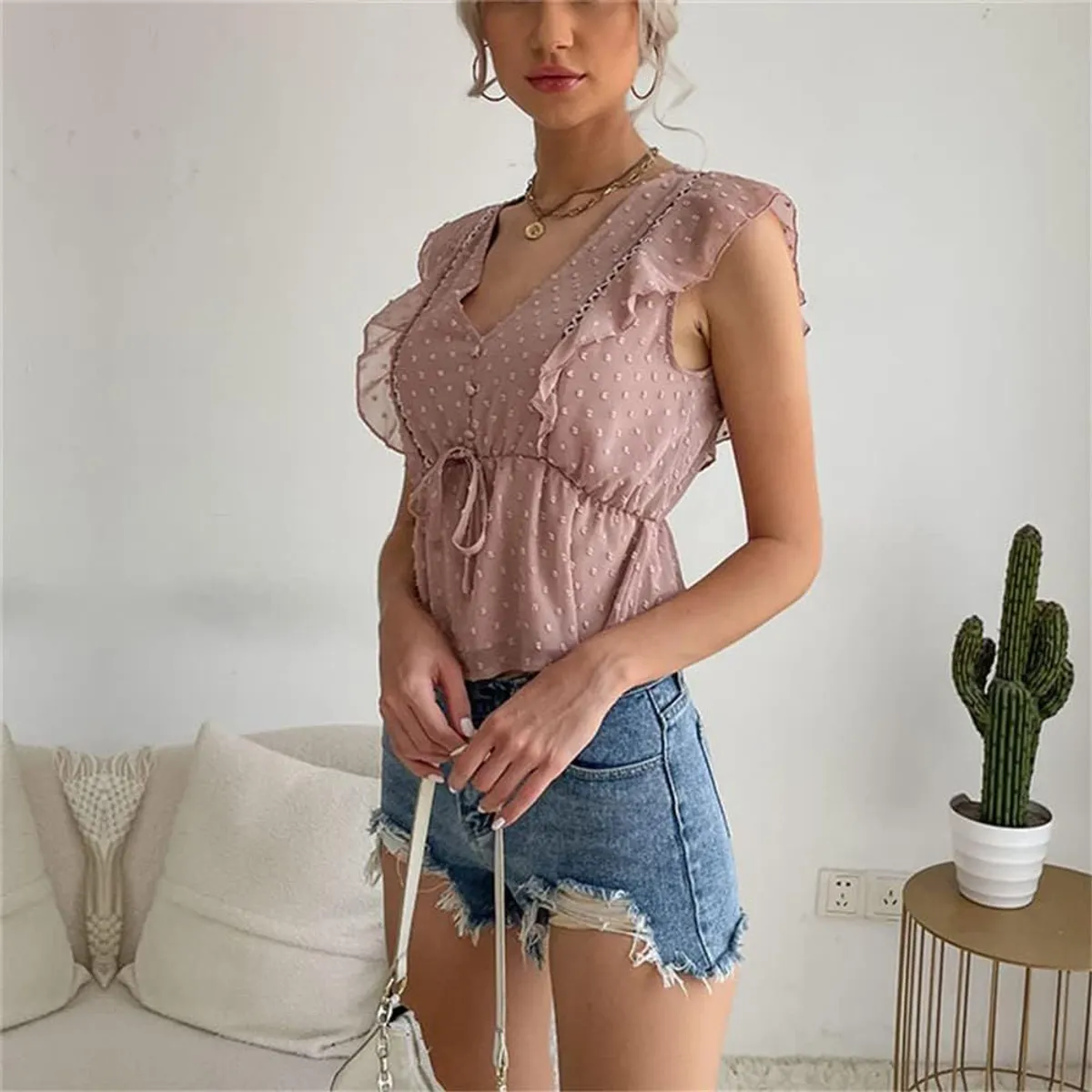 GENERICO - Blusa de Encaje sin Mangas - Abigail