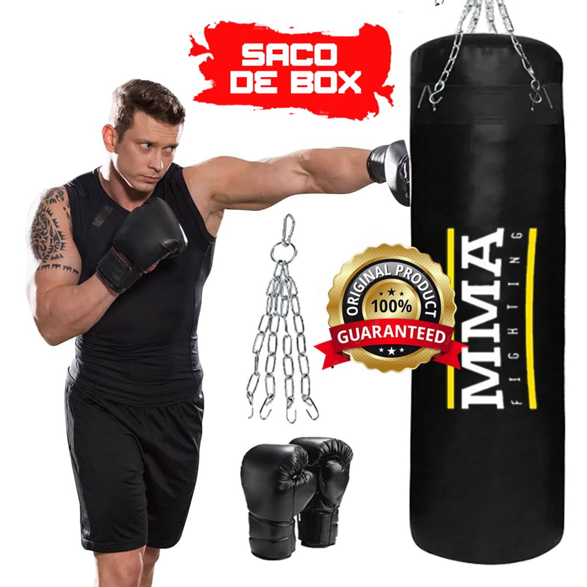 HOLGU - Saco De Boxeo 1.2 Metros - Con Relleno Guantes De Box