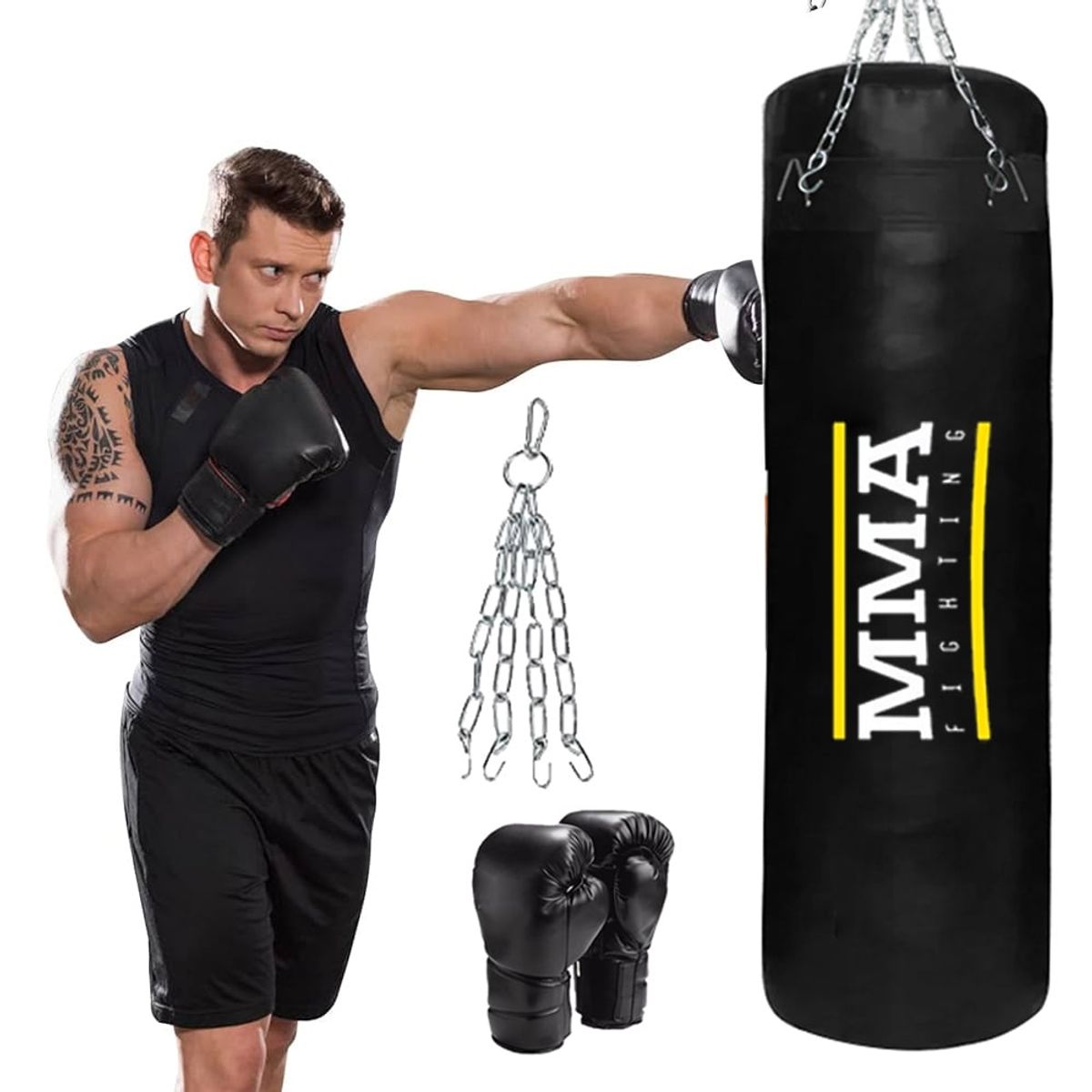 HOLGU - Saco De Boxeo 1.2 Metros - Con Relleno Guantes De Box