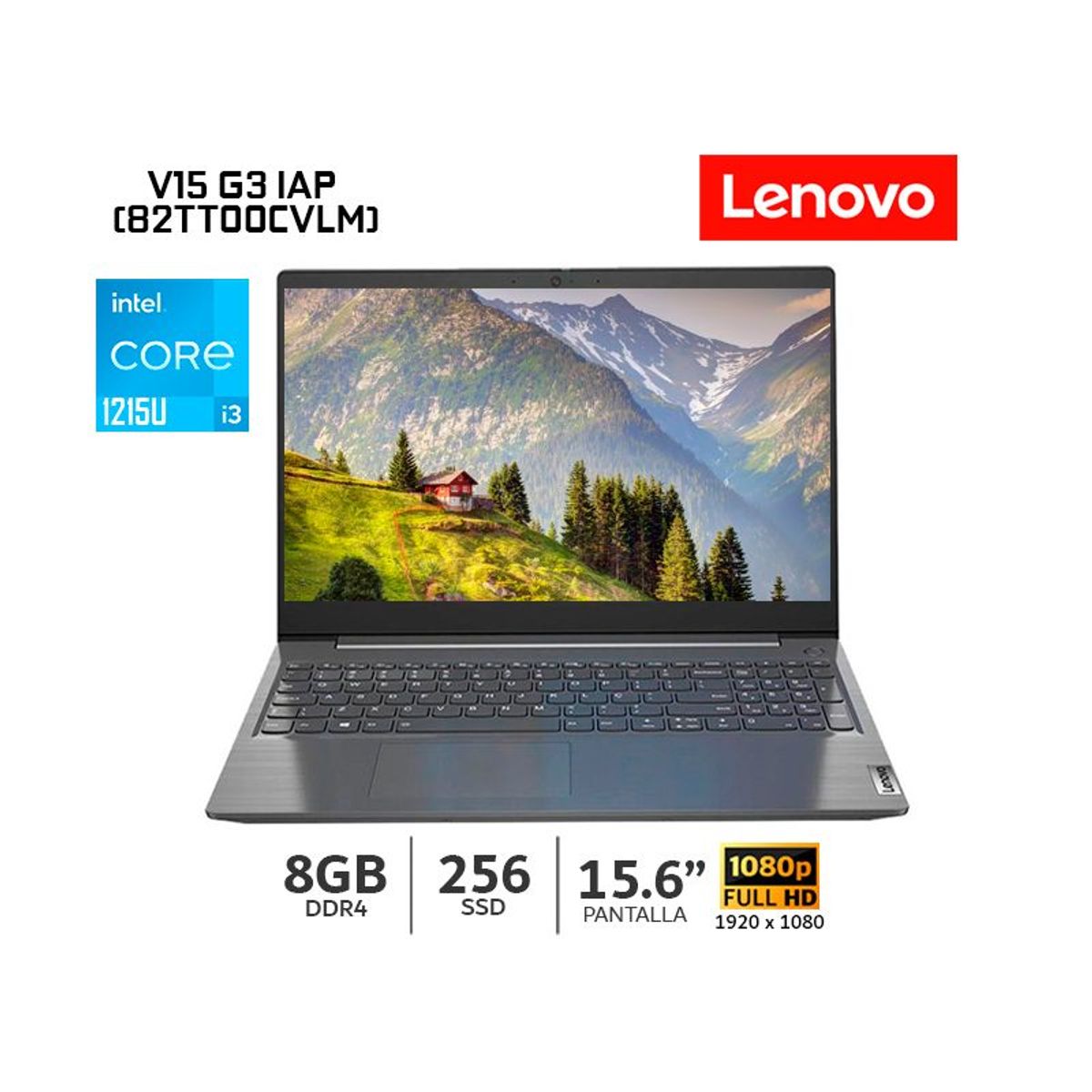 LENOVO - Laptop Lenovo Intel Core I3 12°Gen  8GB Ram 256GB Ssd 15.6" FHD Windows - 82TT00CVLM