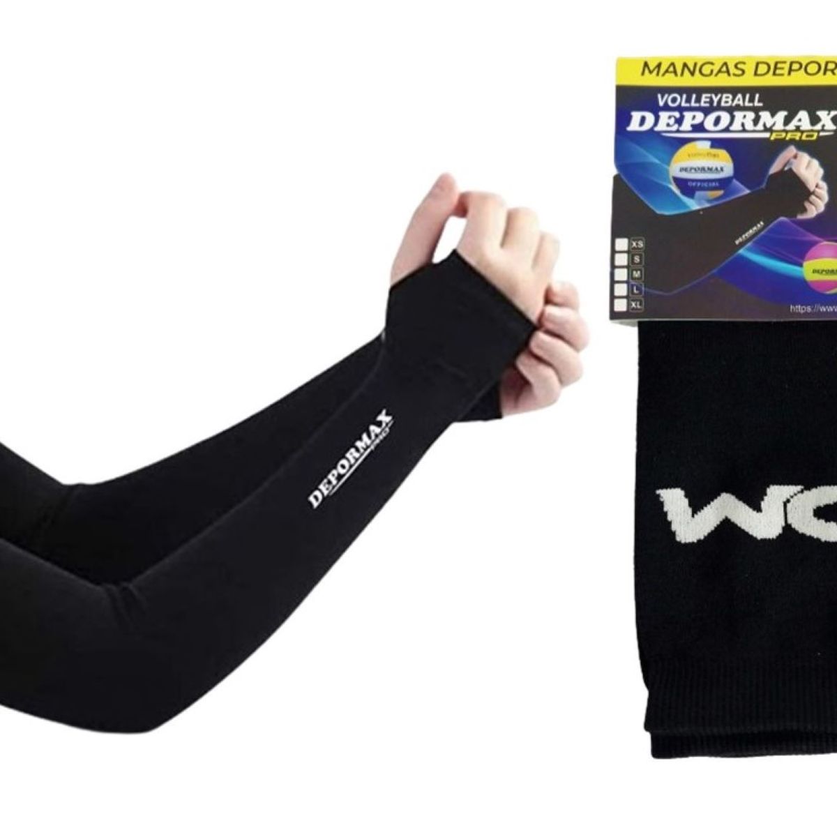 GENERICO - MANGA DEPORTIVA PARA VÓLEY CON DEDAL TALLA S COLOR NEGRO DM