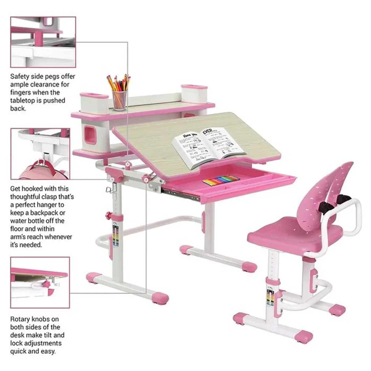GENERICO - ERGOKID - Escritorio y Silla con Respaldo dividido-Niños 3 a 11 Años