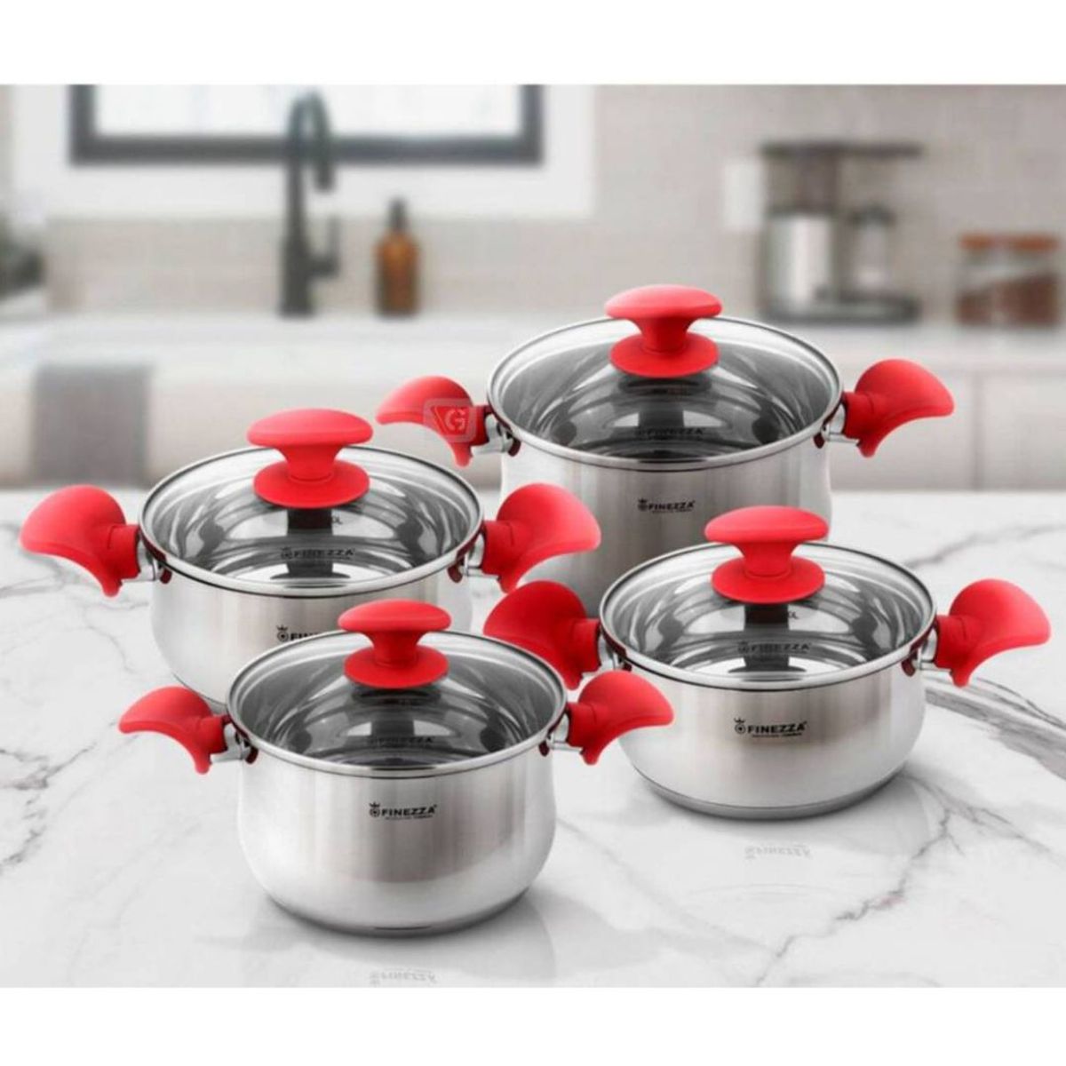 FINEZZA - JUEGO DE OLLAS 8 Pzas ACERO INOXIDABLE FINEZZA