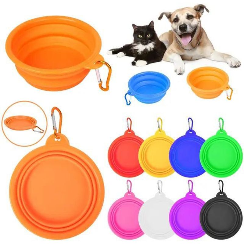 GENERICO - 2 PLATOS DE SILICONA PLEGABLE PARA MASCOTAS DE 350ML
