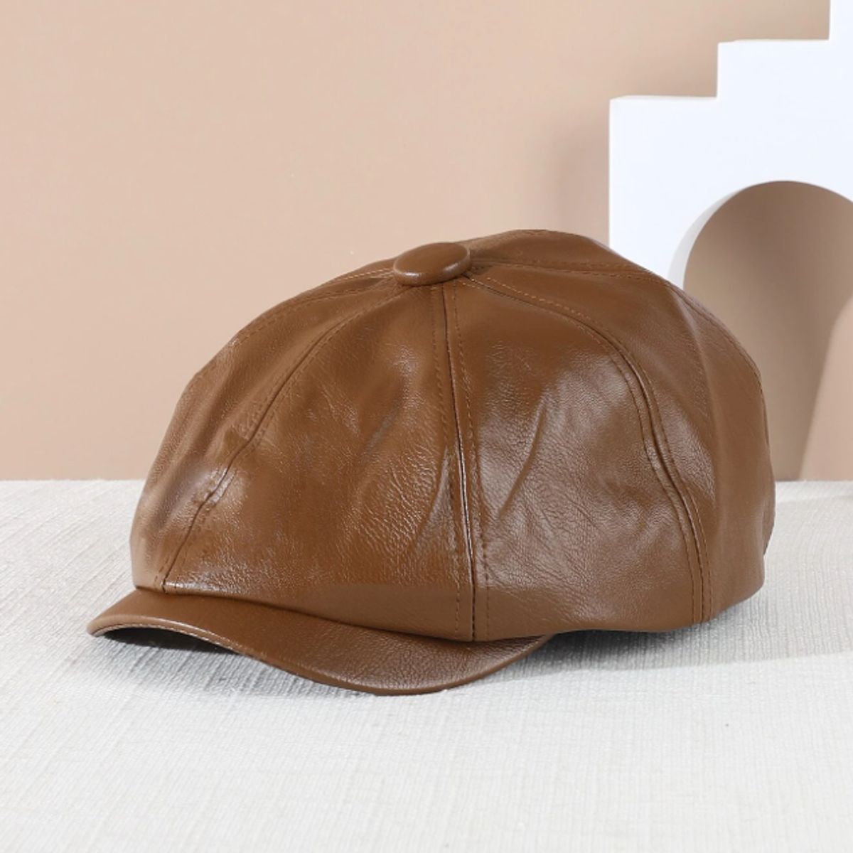 KAST PE - Boina Gorra Hombre Cuero PU Beck - Marrón claro