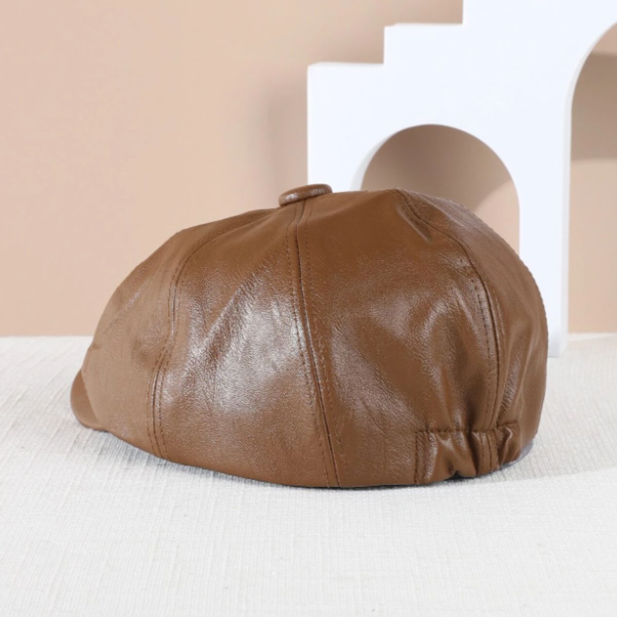 KAST PE - Boina Gorra Hombre Cuero PU Beck - Marrón claro