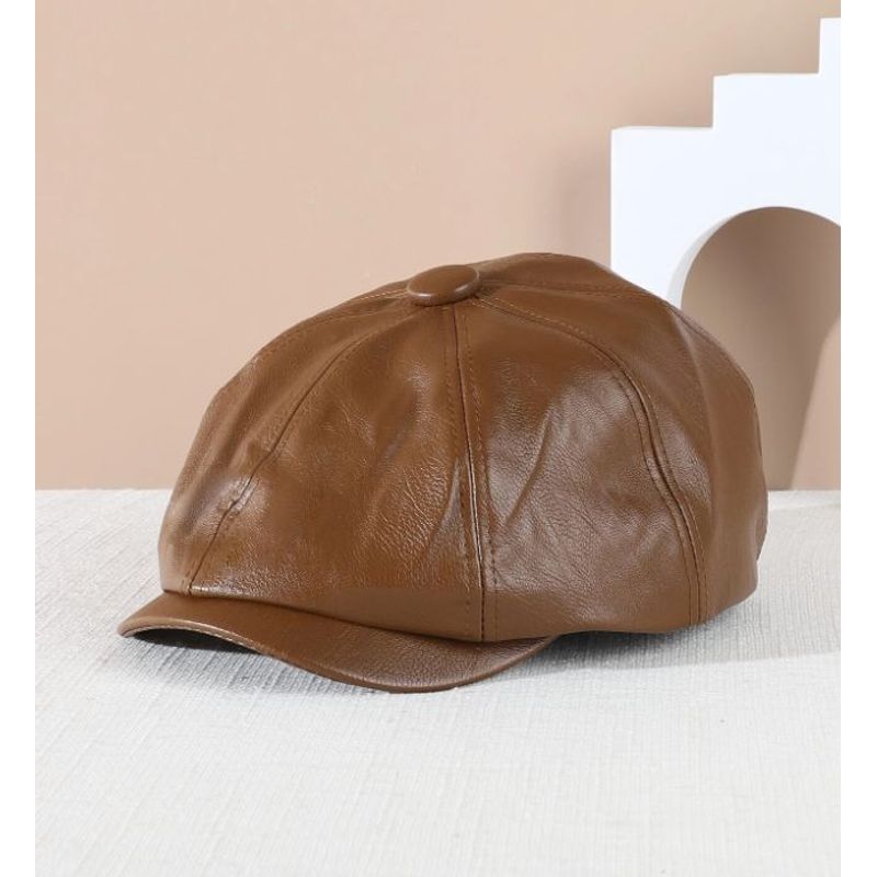 KAST PE - Boina Gorra Hombre Cuero PU Beck - Marrón claro