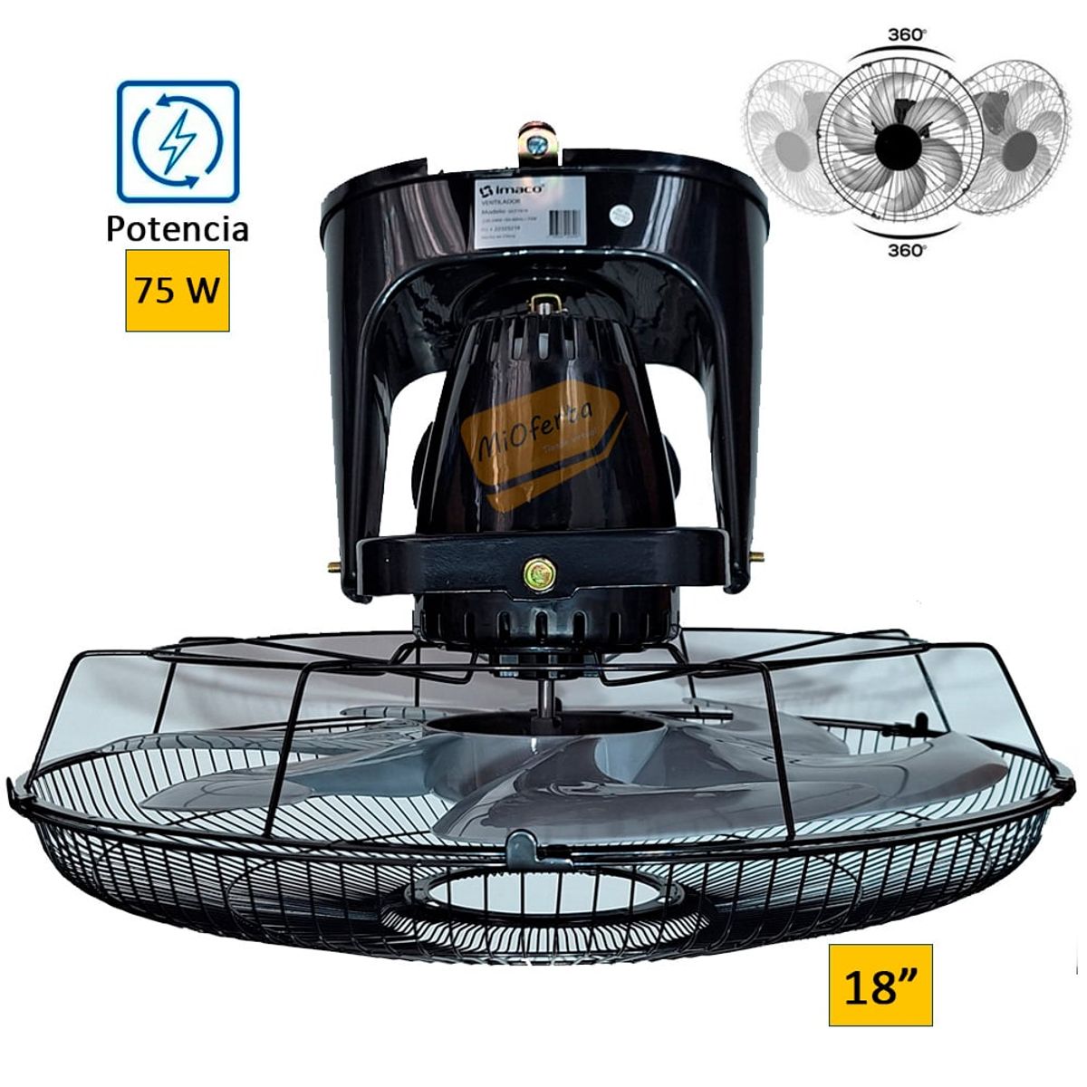 IMACO - Ventilador Orbital de Techo OCF7919 18 pulgadas