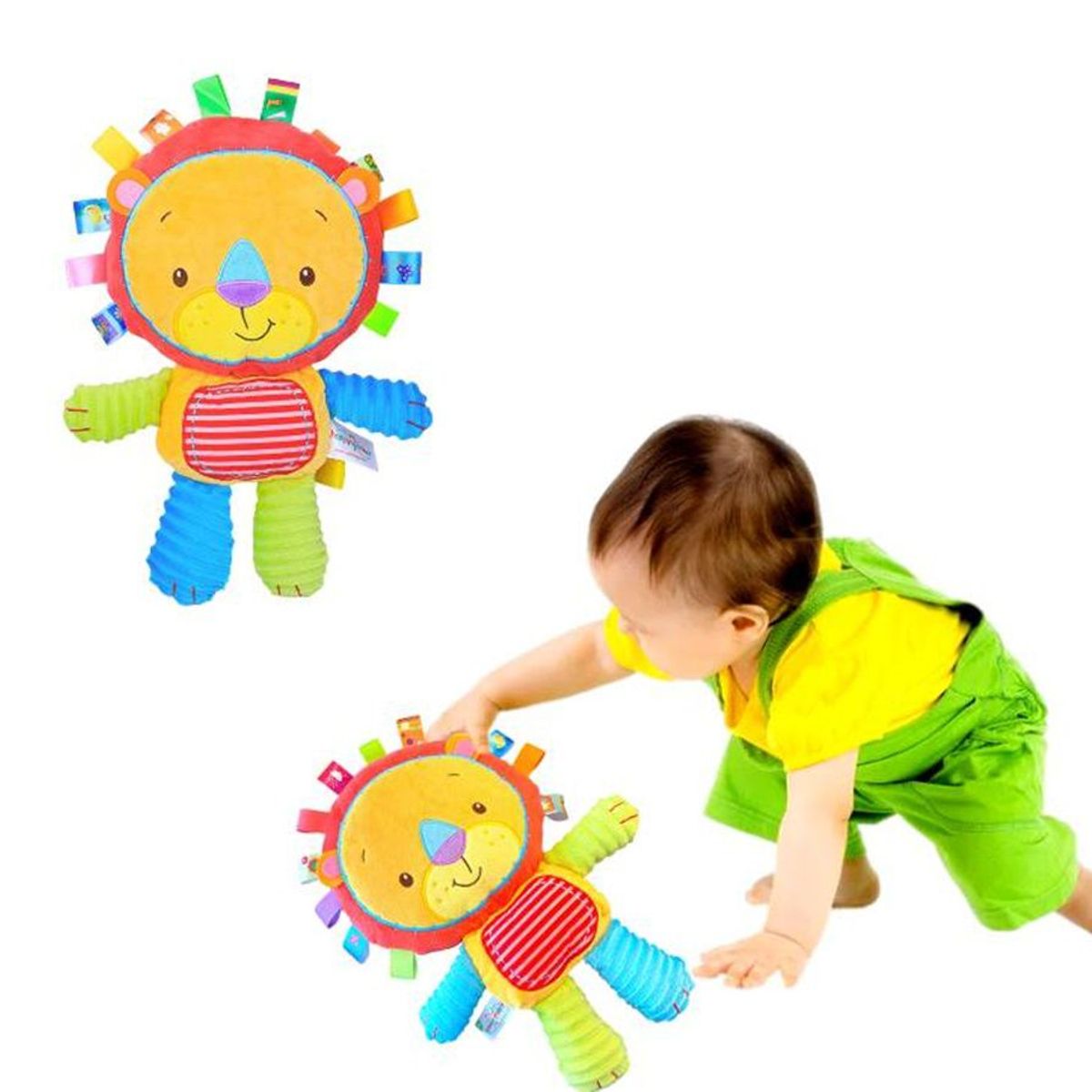 GENERICO - Peluche Sensorial de Apego con Sonajero Modelo Leoncito