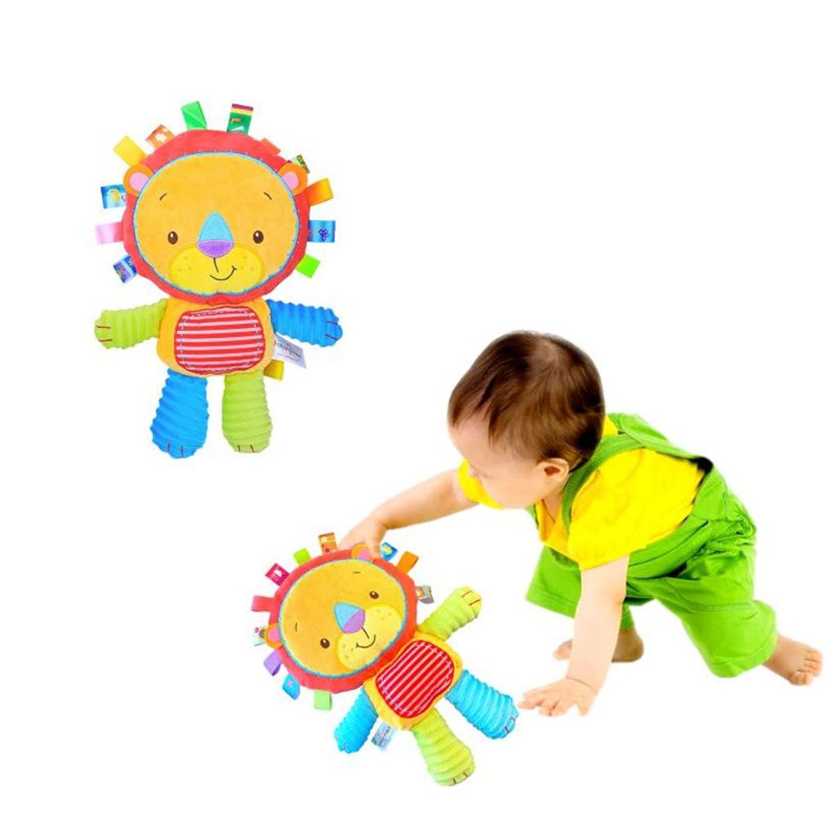 GENERICO - Peluche Sensorial de Apego con Sonajero Modelo Leoncito