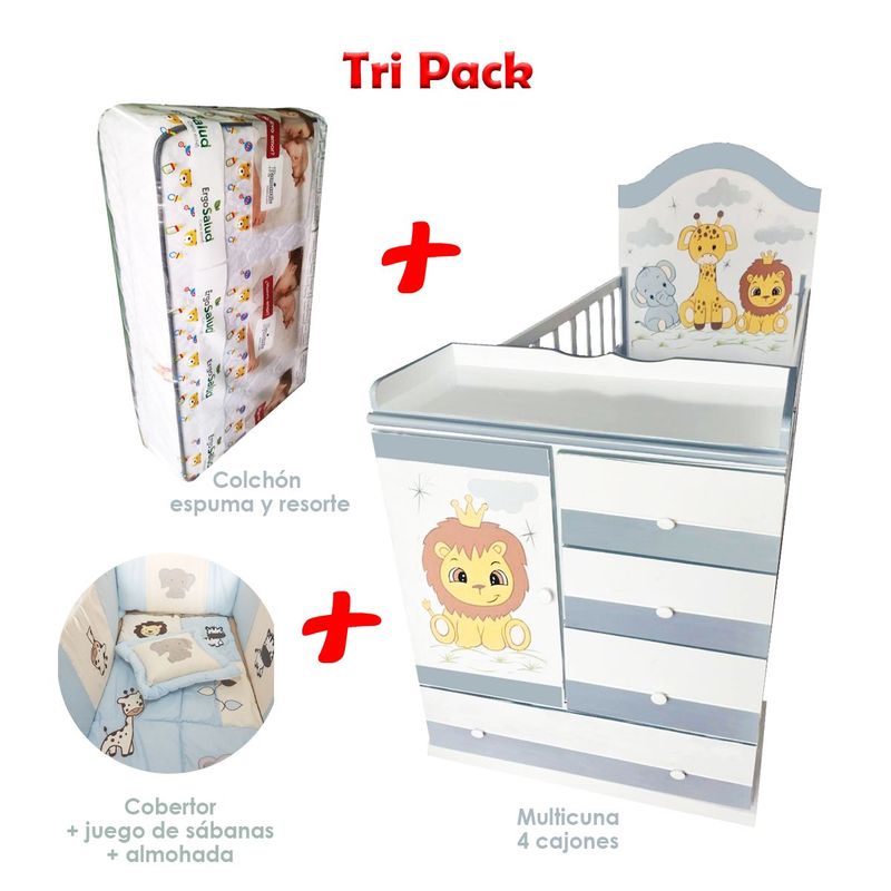 GENERICO - cuna + cobertor + colchón modelo safari