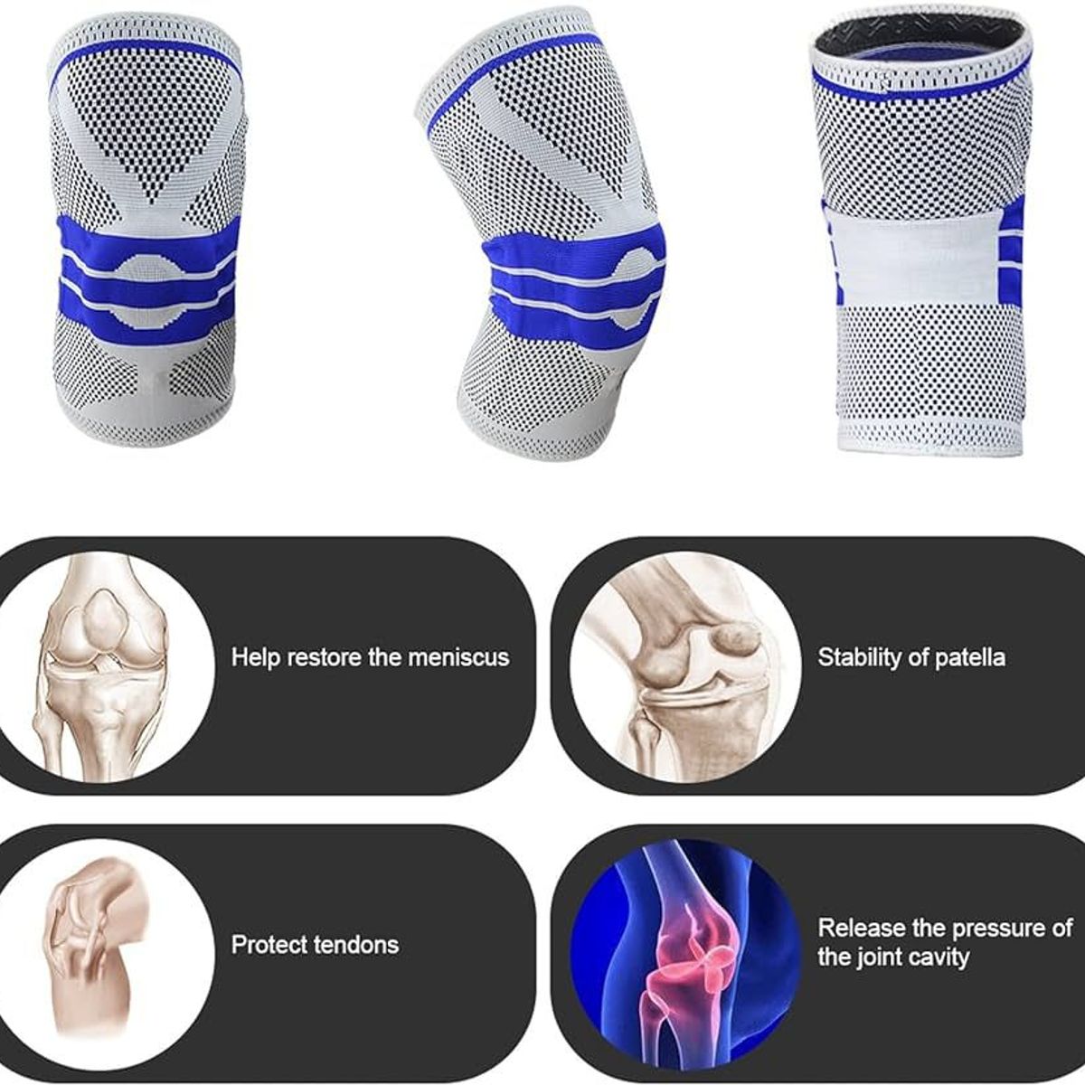 GENERICO - Rodillera deportiva con gel y varillas protector de menisco