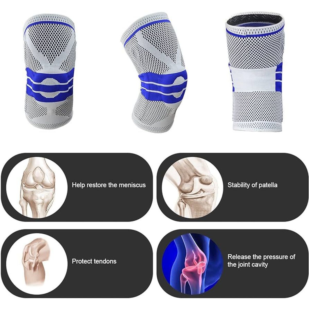 GENERICO - Rodillera deportiva con gel y varillas protector T-XXL