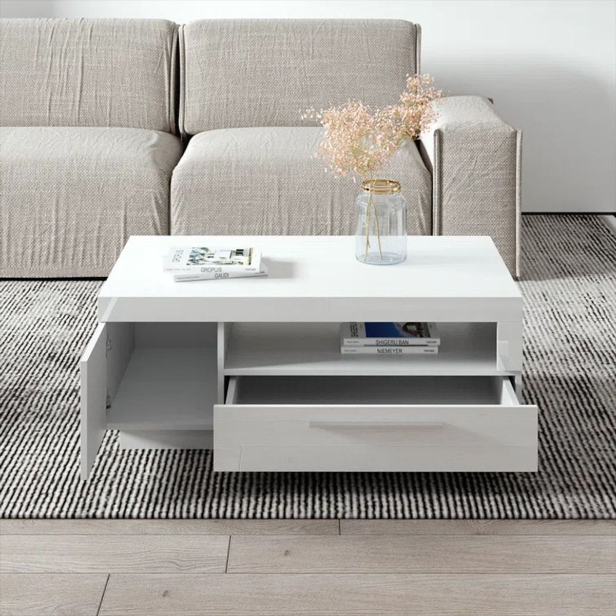 TU MESITA - Mesa de Centro 2 Cajones Lucy color Blanco TU MESITA