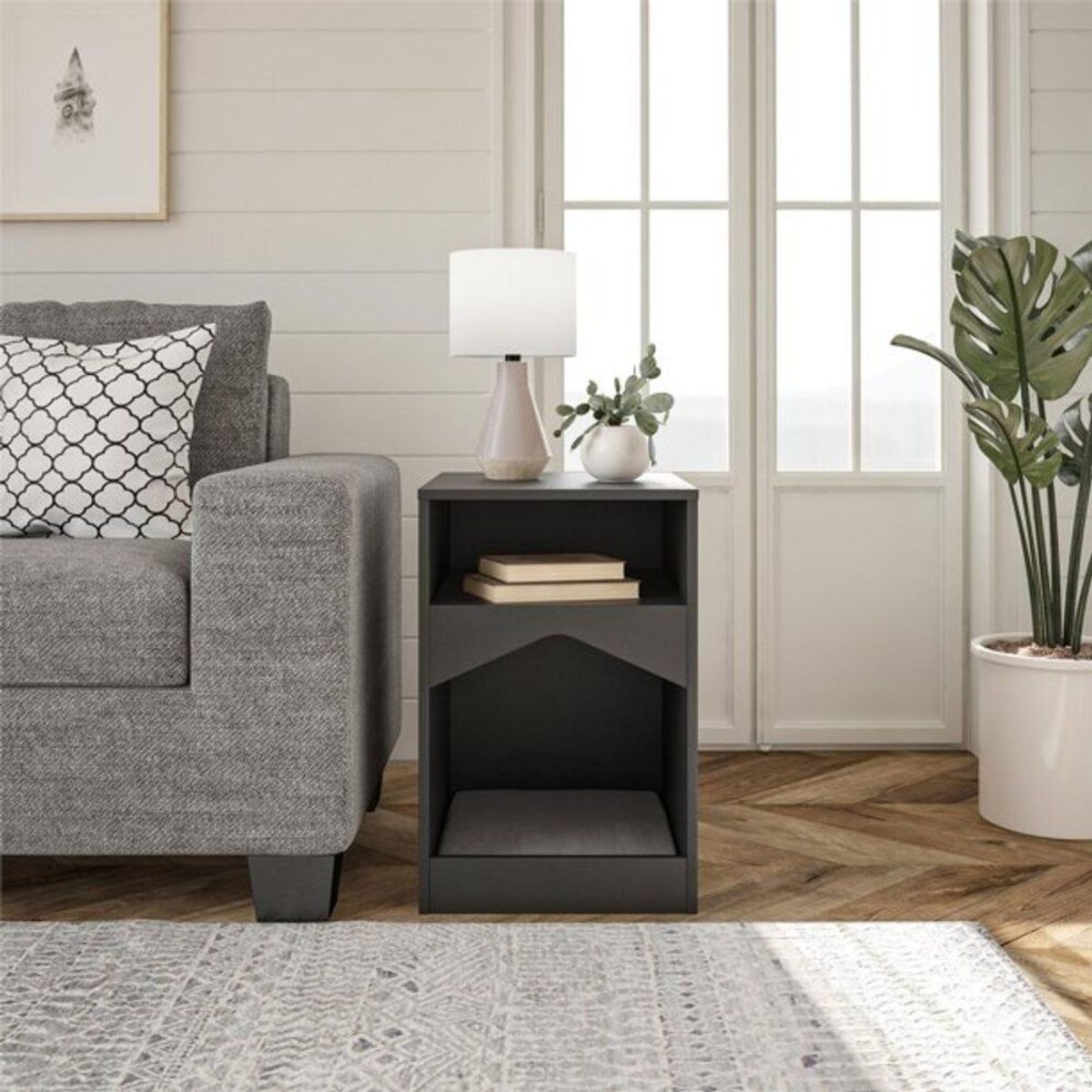 TU MESITA - Mesa Auxiliar con Cama para Mascota Bler Negro 61cm TU MESITA