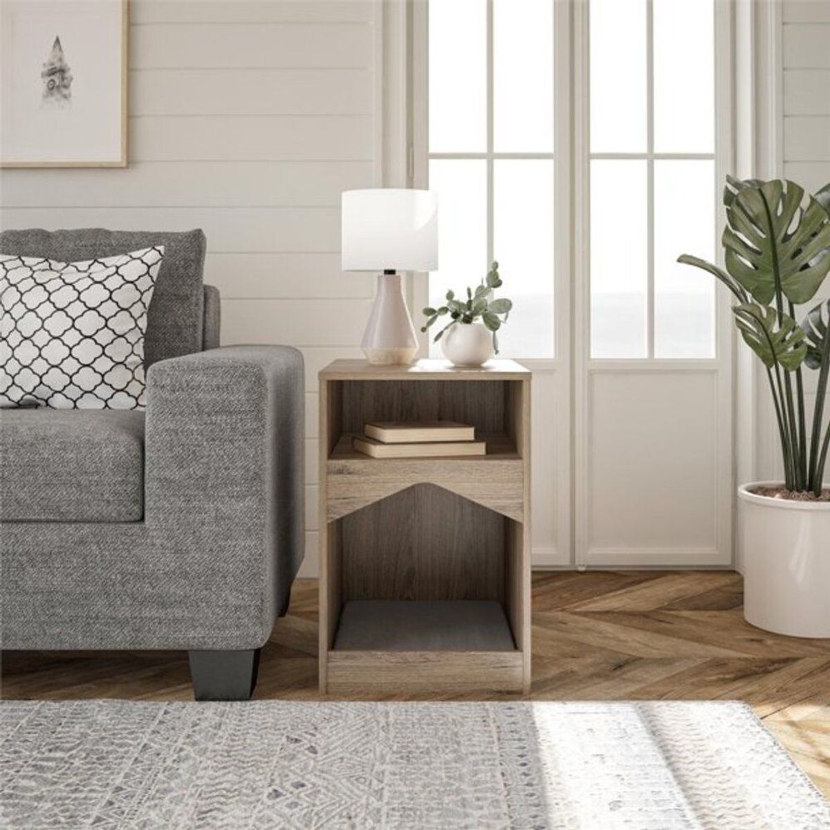 TU MESITA - Mesa Auxiliar con Cama para Mascota Bler Marrón 61cm TU MESITA