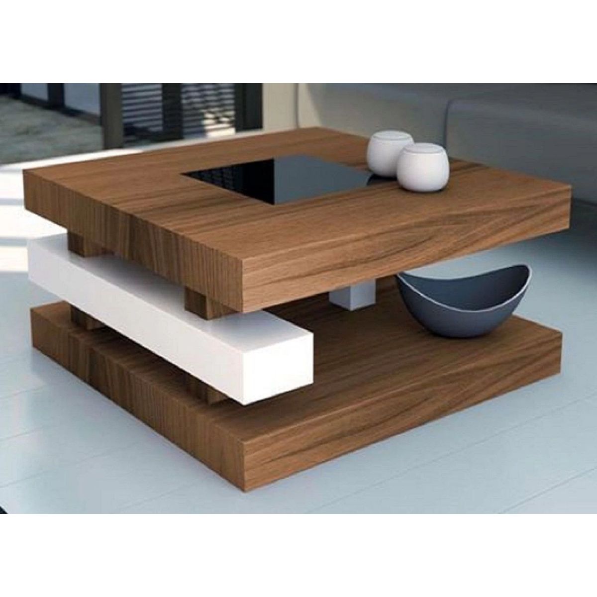 TU MESITA - Mesa de Centro Contemporánea Rossán Marrón 100 cm TU MESITA