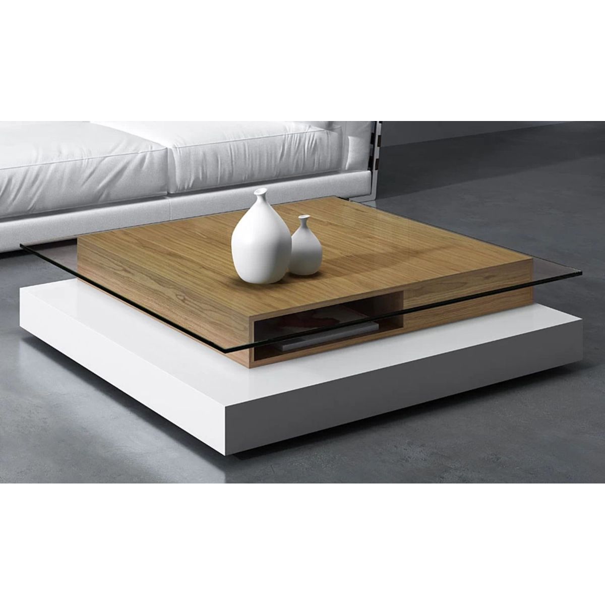 TU MESITA - Mesa de Centro Contemporánea Martel Marrón 110 cm TU MESITA