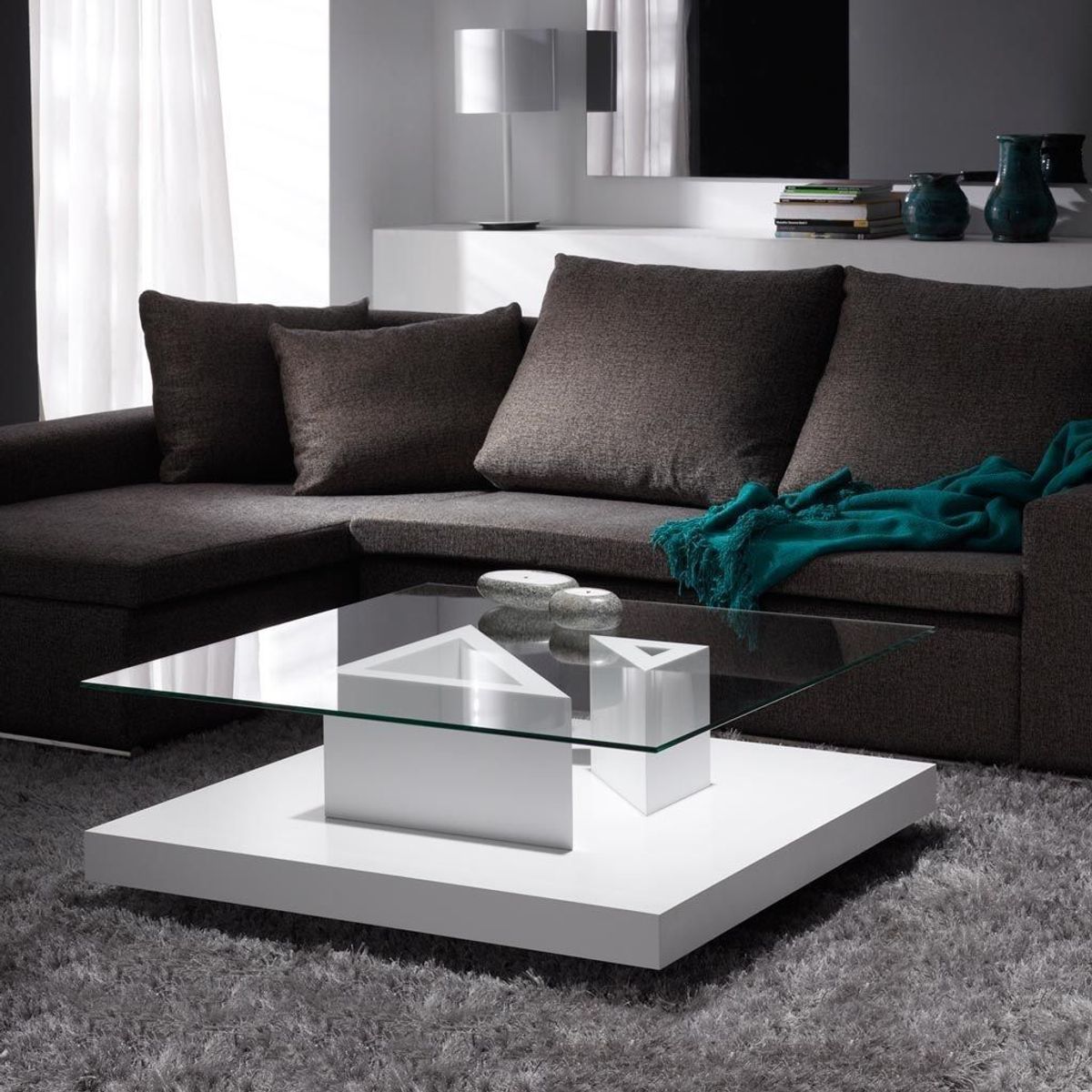 TU MESITA - Mesa de Centro Contmeporánea Babel Blanco 99cm TU MESITA