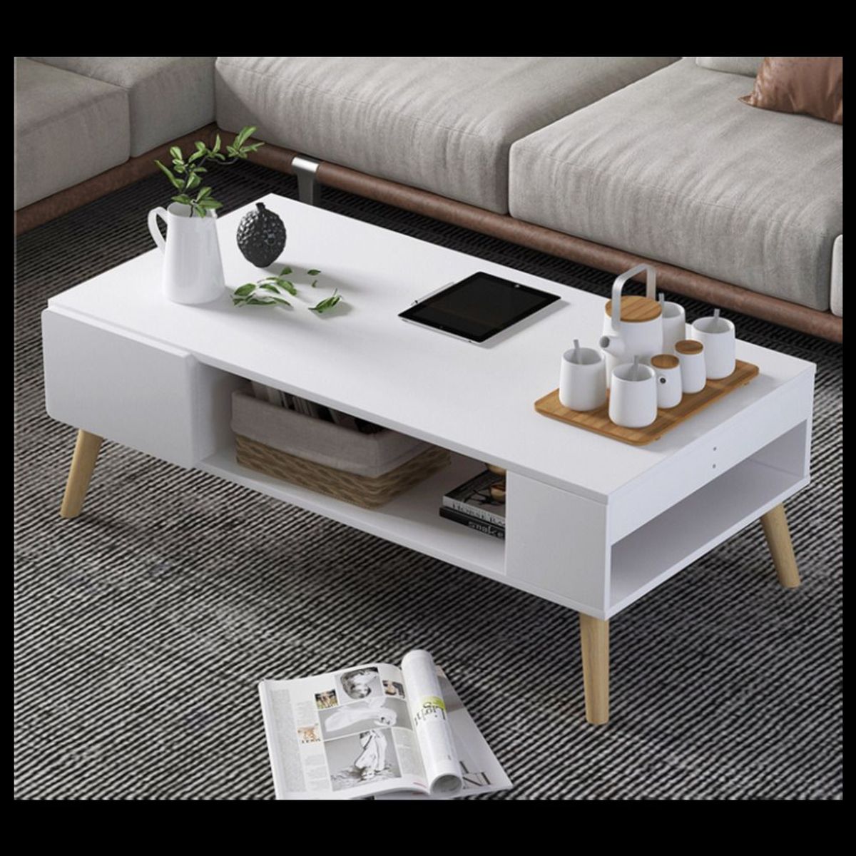 TU MESITA - Mesa de Centro Blanco Orbe 100 cm TU MESITA