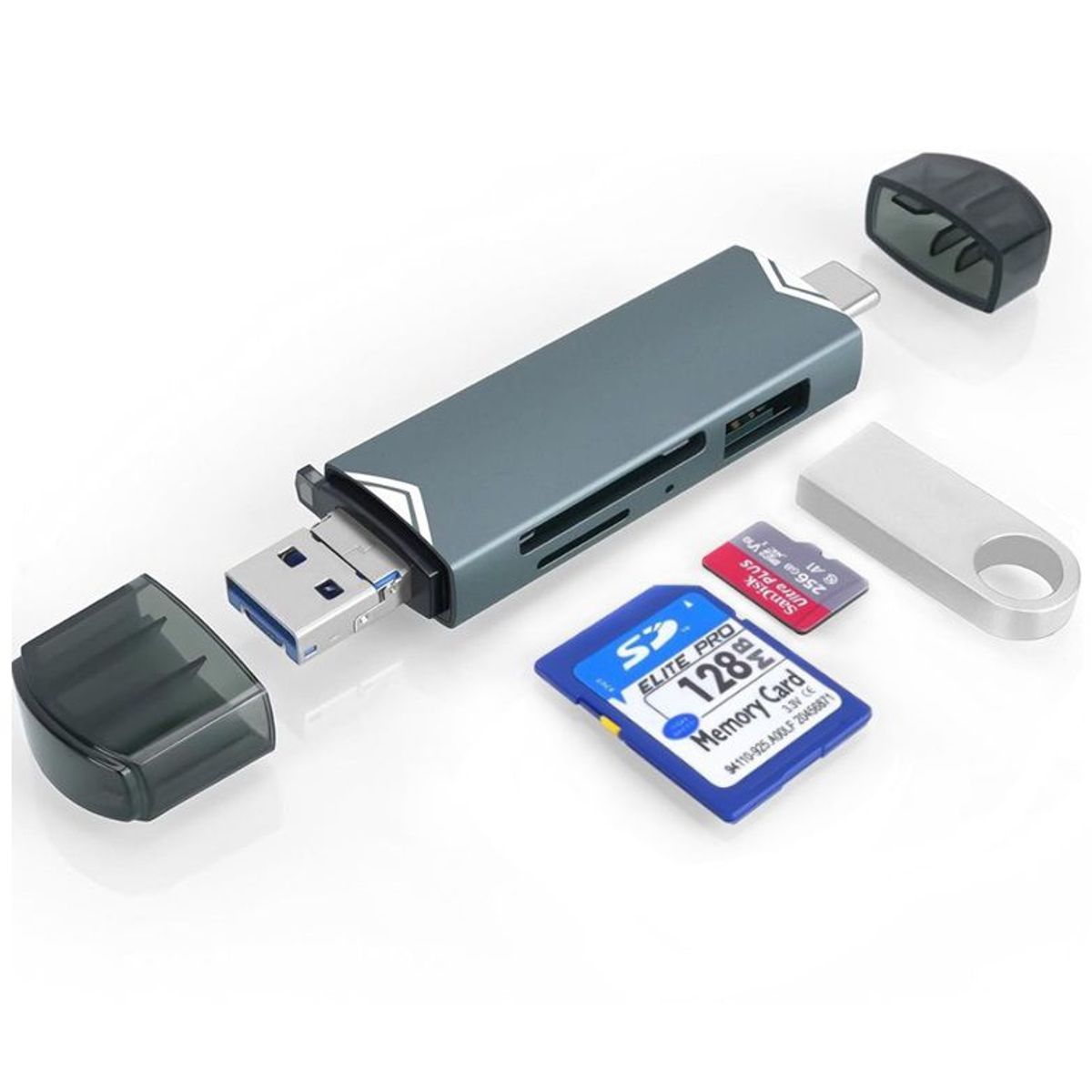 OEM - Lector de tarjetas 6 en 1 OTG Memorias SD -TF USB 3.0 /Tipo C /USB