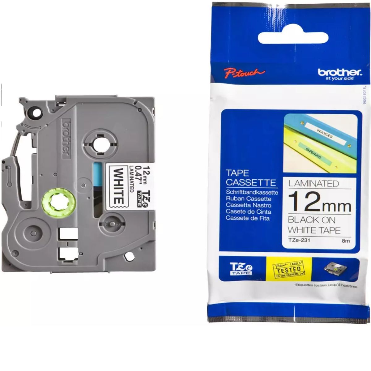 BROTHER - Cinta Brother Tze-231 Negro sobre blanco 12mm cinta para rotulador