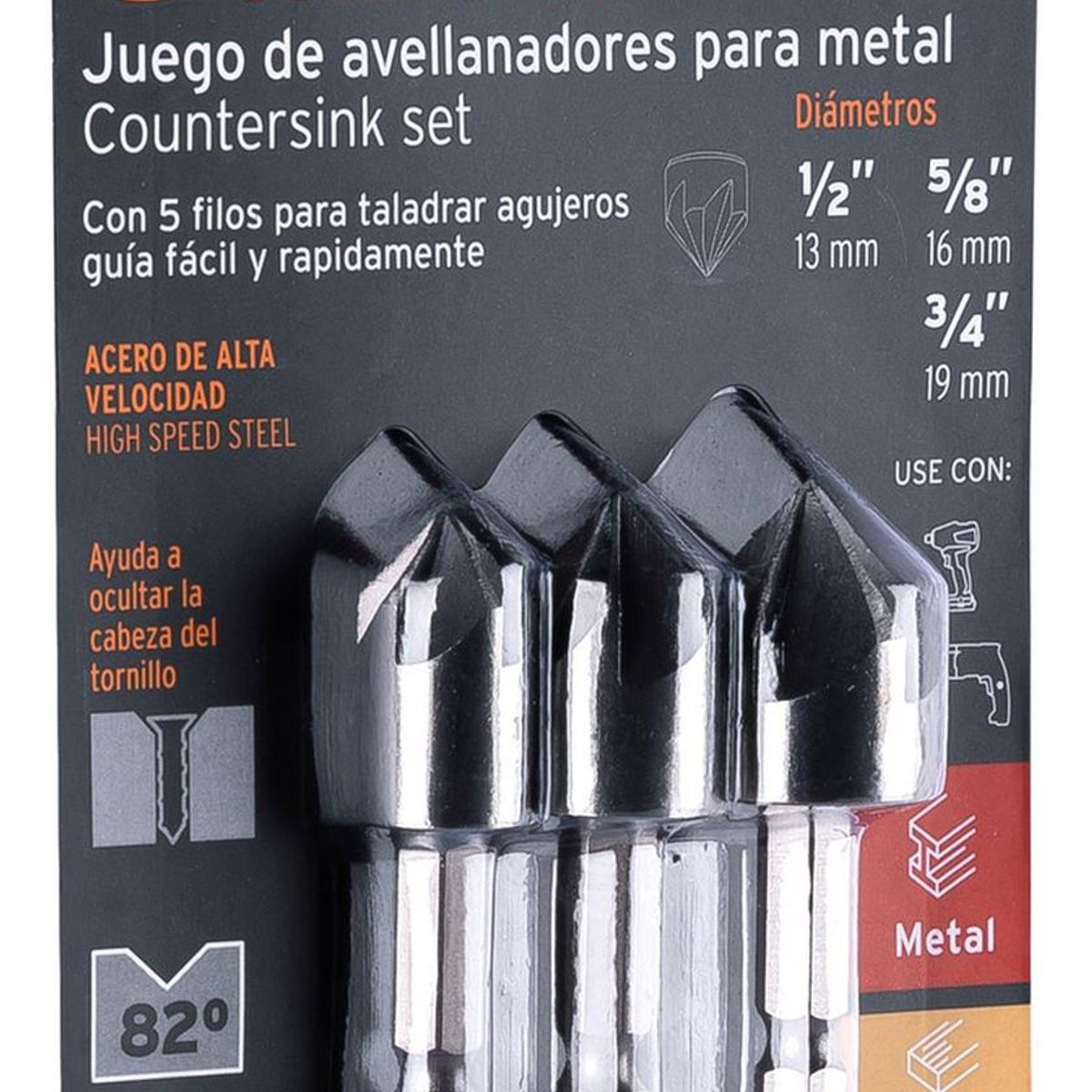 TRUPER - Juego de 3 avellanadores para metal truper