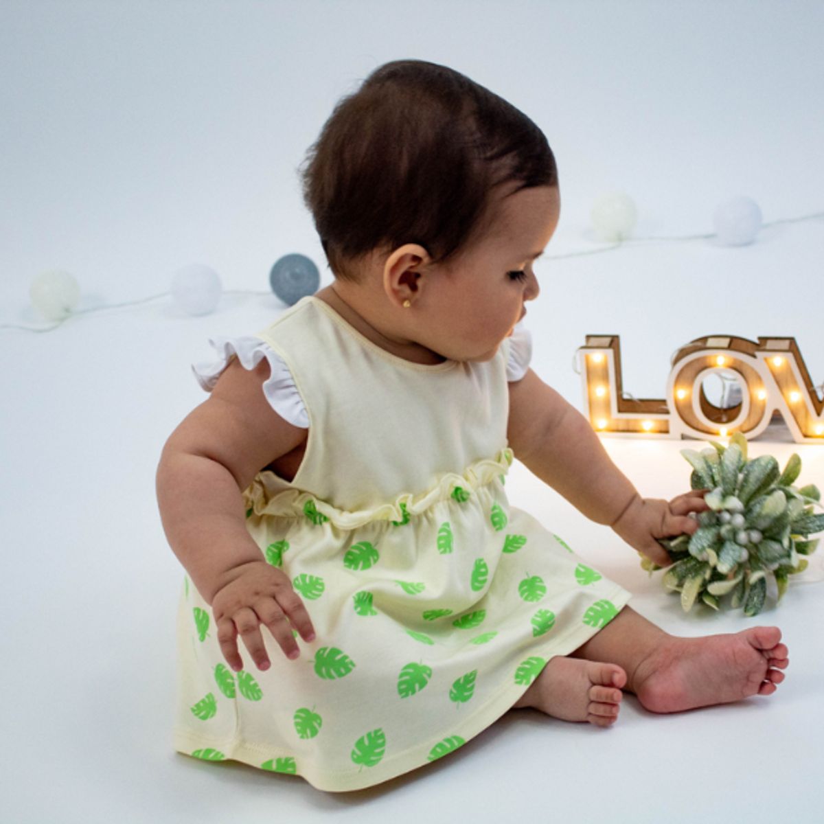 WAWA PIMA - VESTIDO MINI TROPICAL PARA BEBE NIÑA 100%  ALGODÓN PIMA