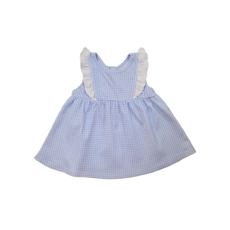 WAWA PIMA - VESTIDO CUADRICELESTE PARA BEBÉ 100%  ALGODÓN PIMA