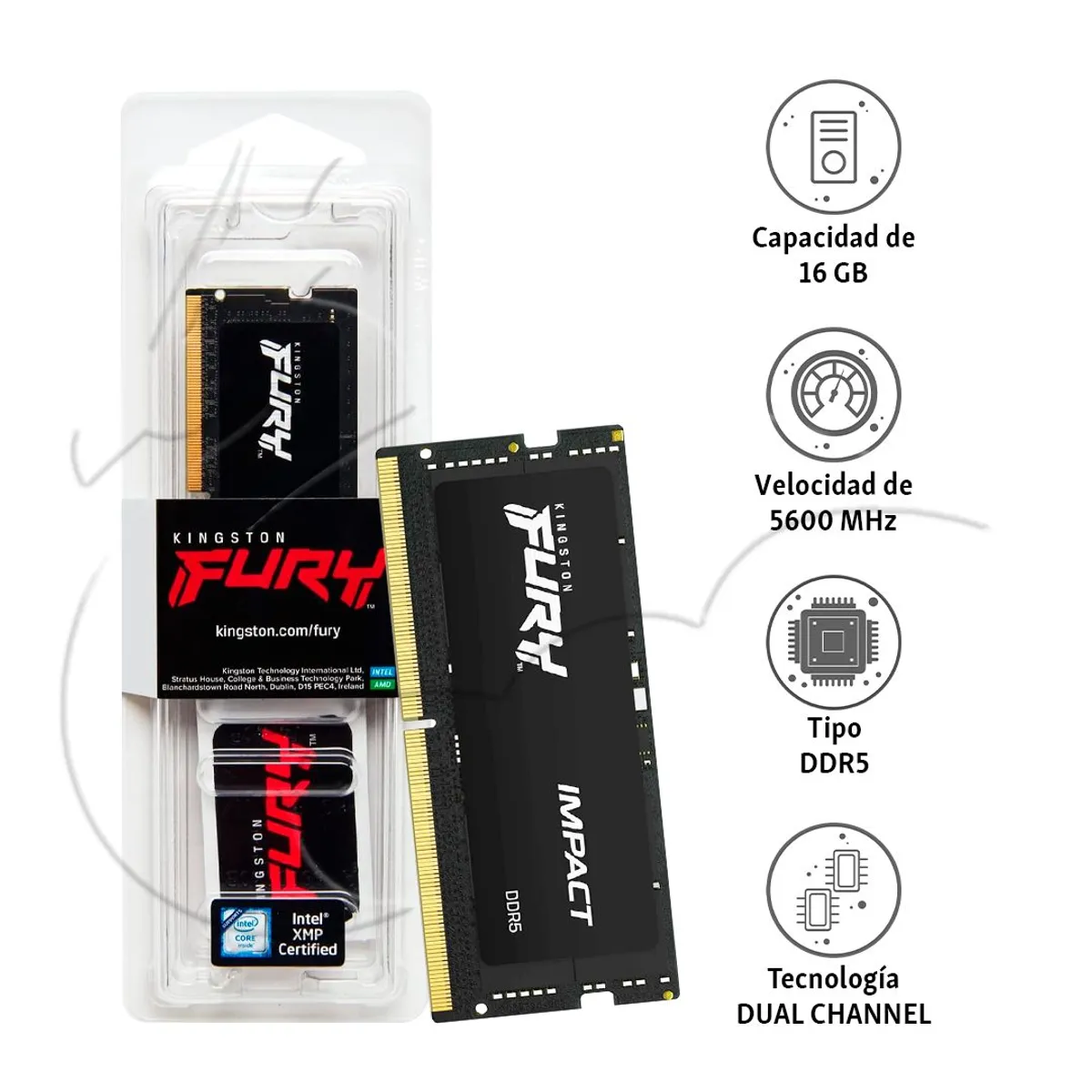 KINGSTON - Memoria Kingston Fury Impact DDR5 16 GB 5600 MHz Para Laptop