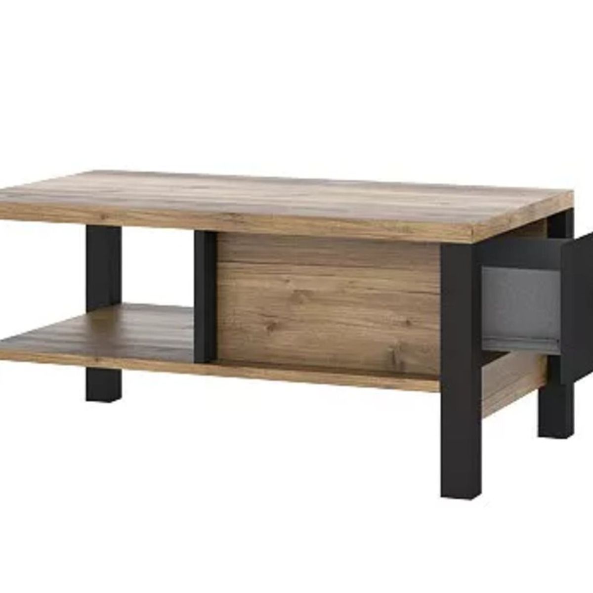 TU MESITA - Mesa de centro moderna 1 cajón Samanta color Macadamia/Negro TU MESITA