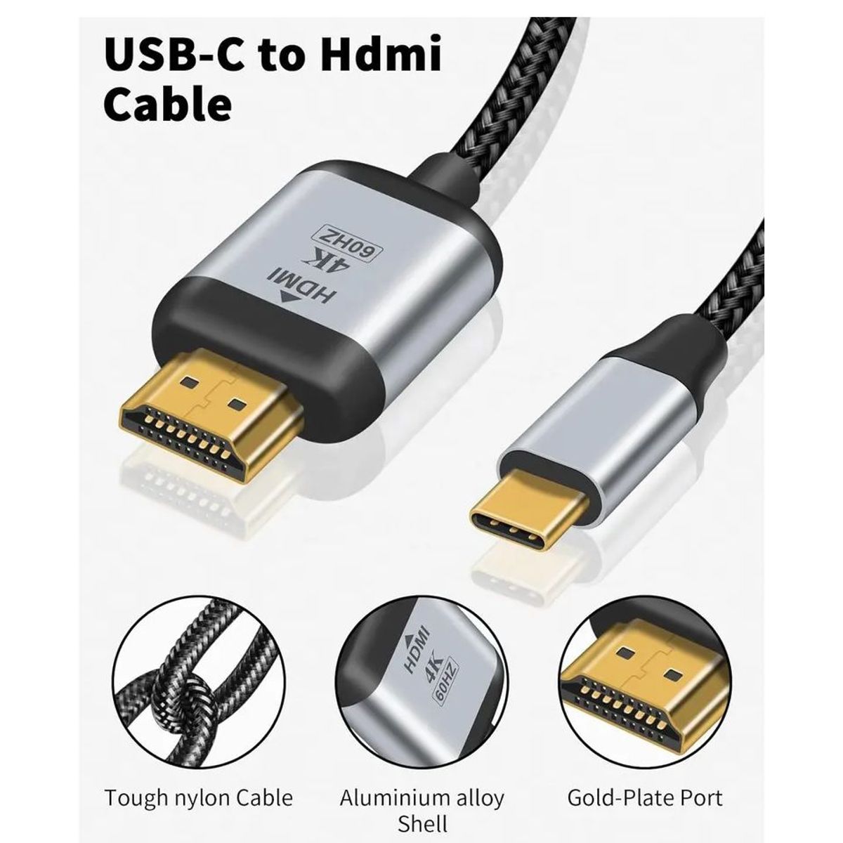OEM - Cable Tipo C a HDMI 4K 60Hz Trenzado para Windows MacBook