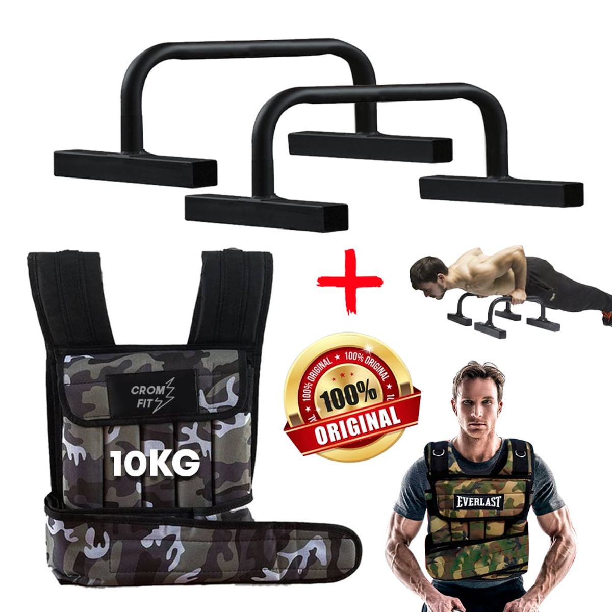 HOLGU - Push Up - Miniparalelas barra planchas - Chaleco 10KG